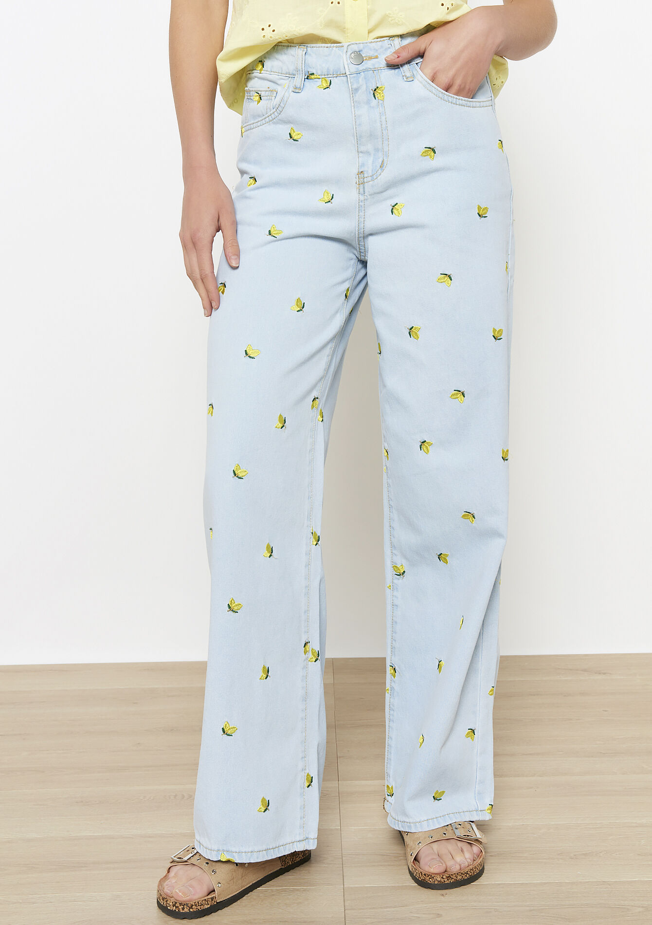 Jean large à taille haute, Jean large à taille haute - BLUE BLEACHED - 22000613_0502