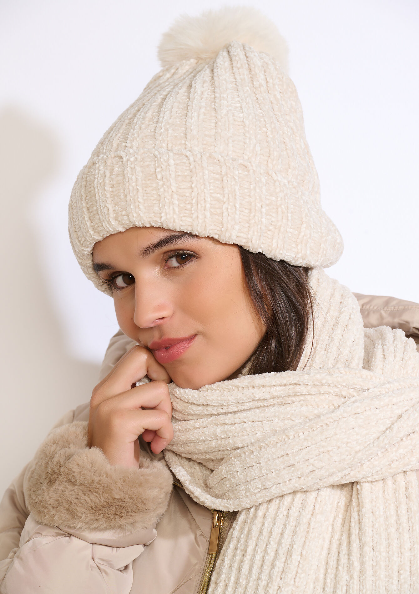 Ribbed pompom beanie, Ribbed pompom beanie - LT BEIGE - 17002181_2527