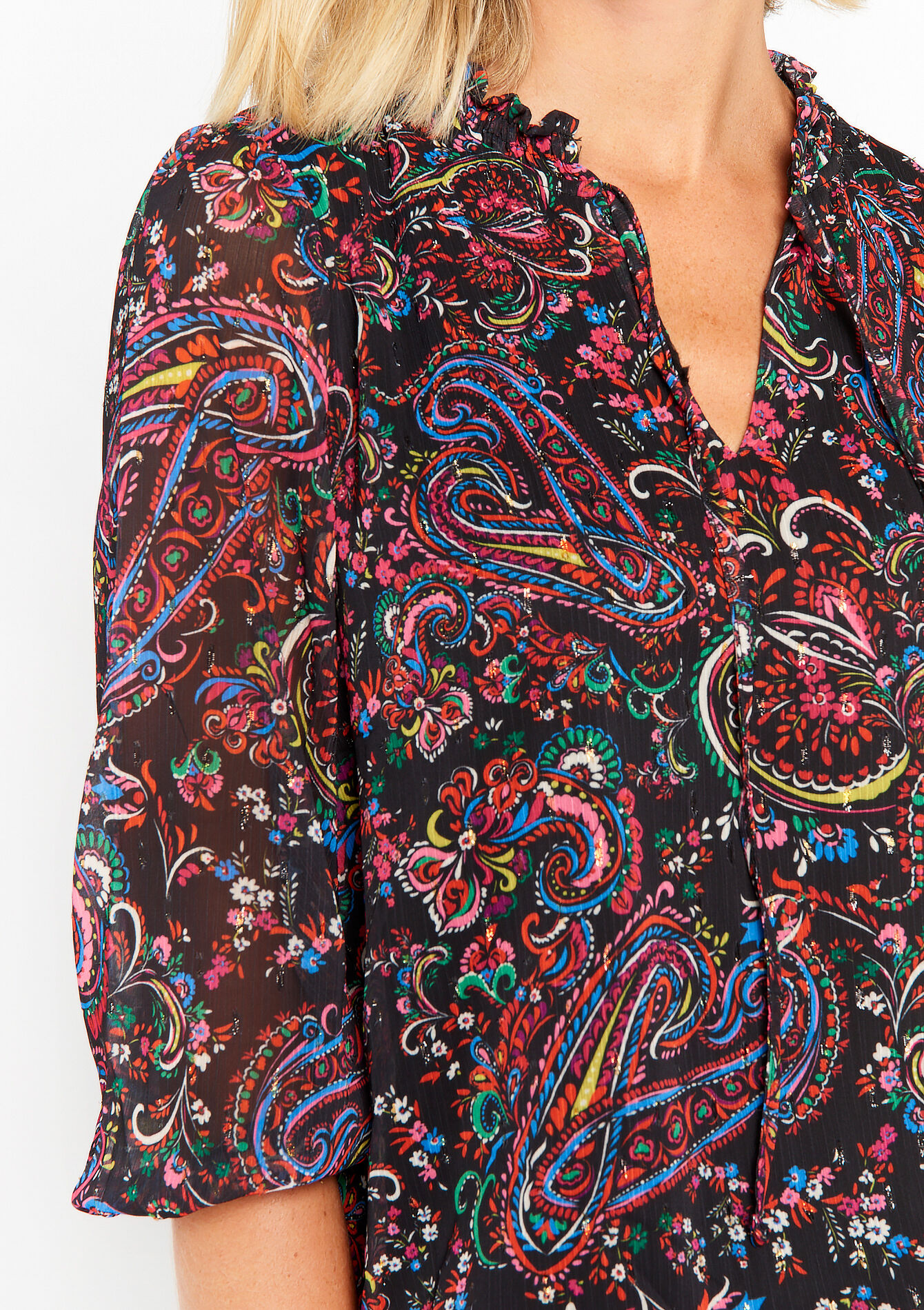 Blouse met paisleyprint, Blouse met paisleyprint - BLACK - 05702306_1119