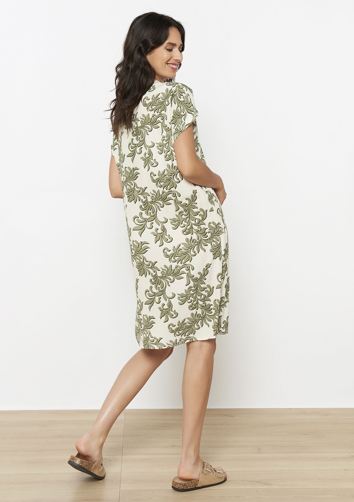 Luchtige korte printjurk, Luchtige korte printjurk - KHAKI FADED - 08104153_4326