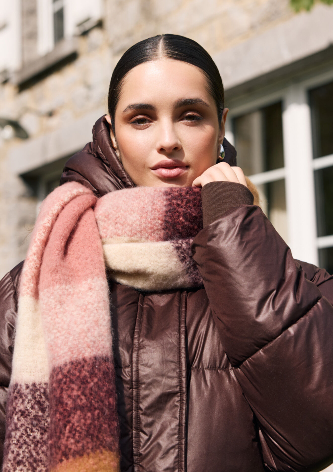 Sjaal met onregelmatige strepen, Sjaal met onregelmatige strepen - COSMETIC PINK - 1130030