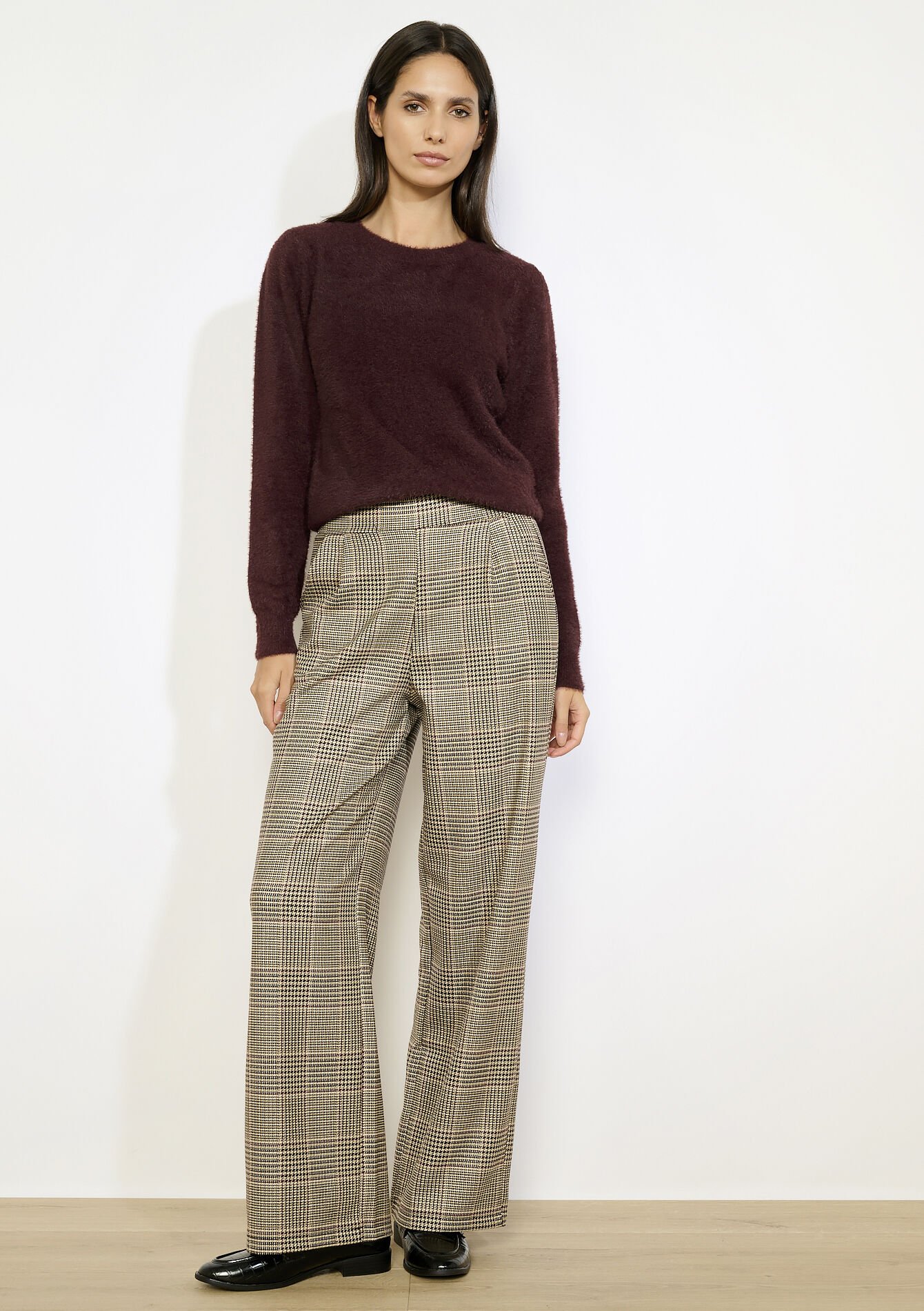 Geruite rechte broek, Geruite rechte broek - VANILLA WHITE - 06601057_1013