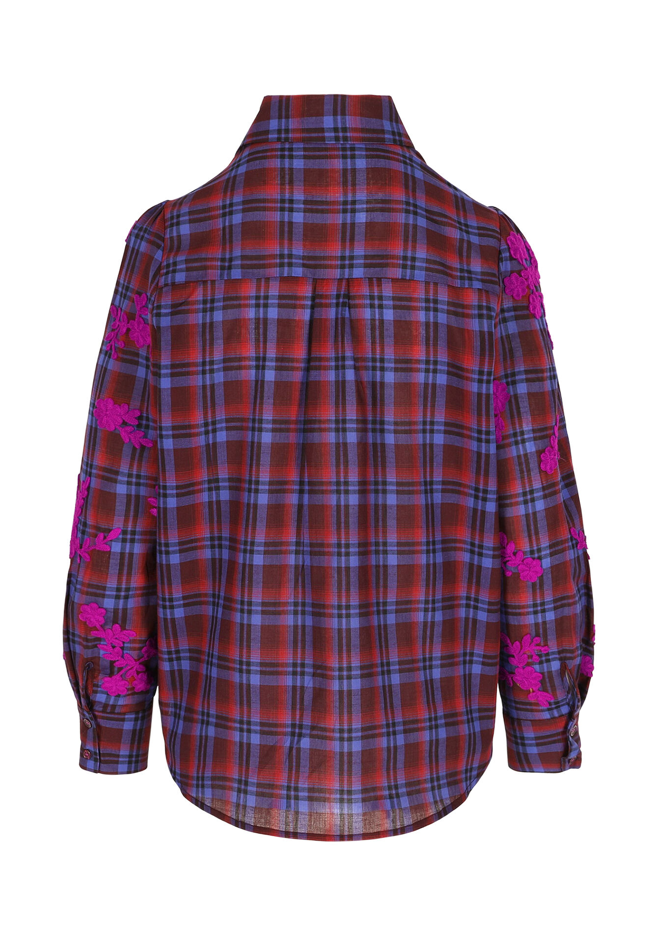 Geruite blouse met borduurwerk, Geruite blouse met borduurwerk - TURQUOISE - 05702994_1759