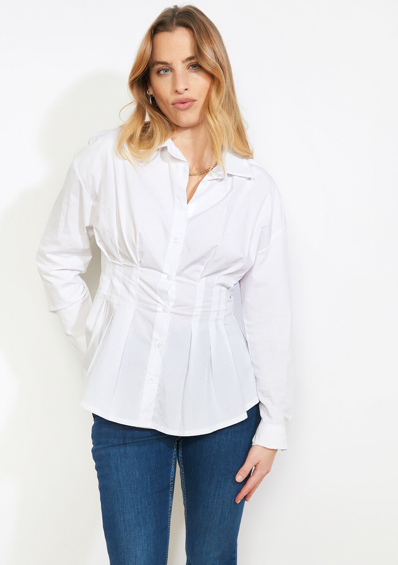 Pleated fitted shirt, Pleated fitted shirt, , back