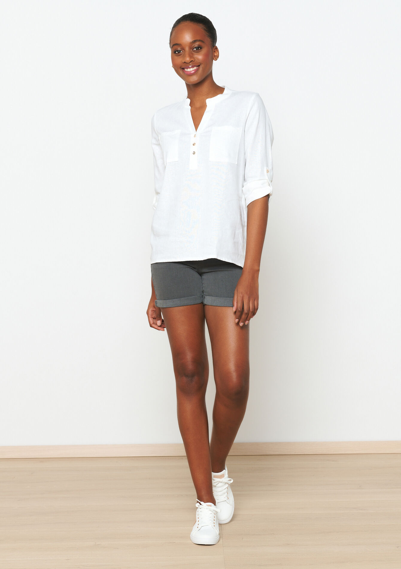 Hemd van linnenmix, Hemd van linnenmix - OPTICAL WHITE - 05702482_1019