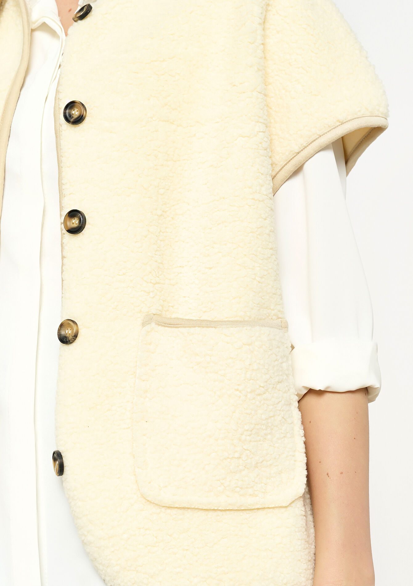Mouwloos teddy gilet - VANILLA WHITE - 09001456_1013