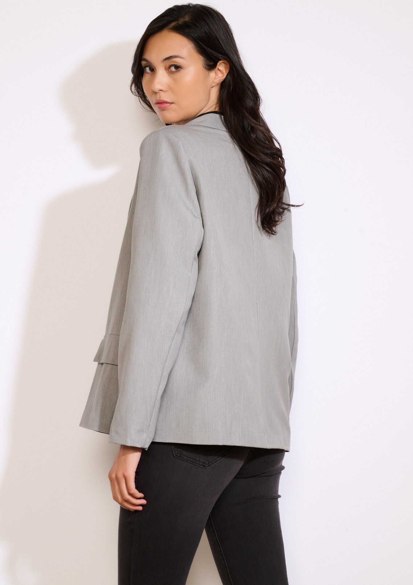 Losvallende open blazer - GREY MED MEL - 09101106_3507