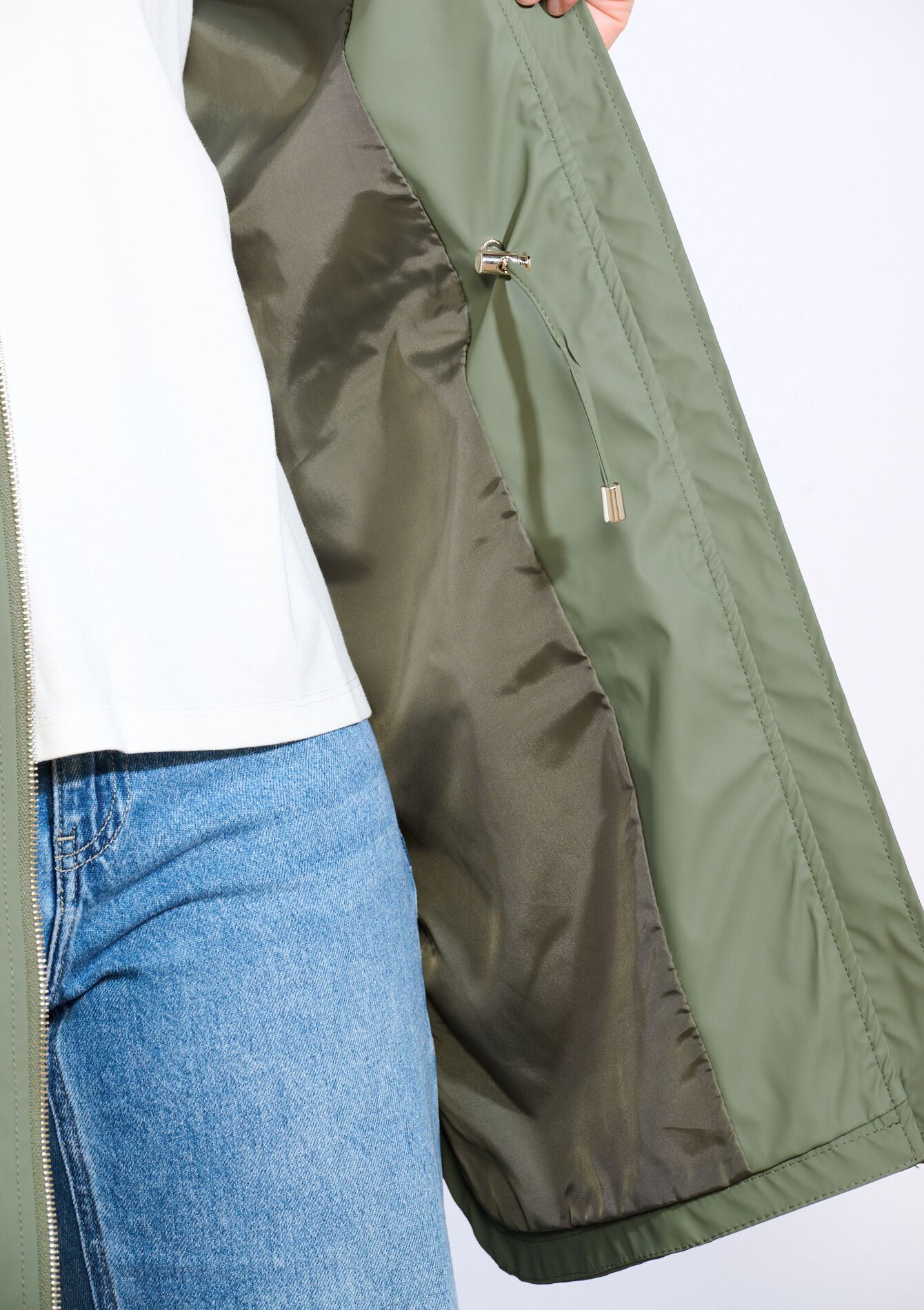 Halflange regenjas met kap, Halflange regenjas met kap - KHAKI DARKY - 23000785_4208