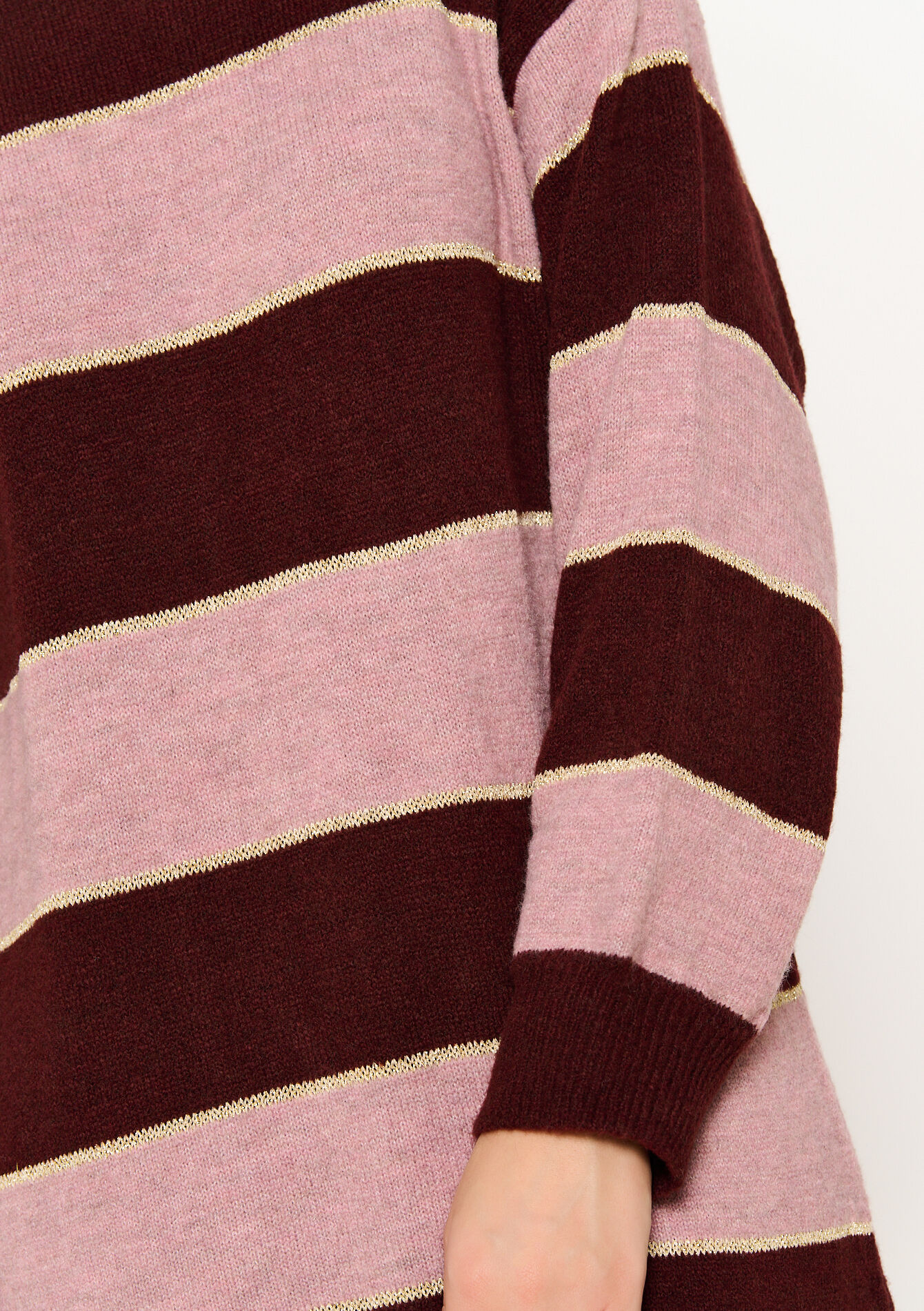 Gestreepte trui-jurk met lurex, Gestreepte trui-jurk met lurex - BORDEAUX WINE - 1118873