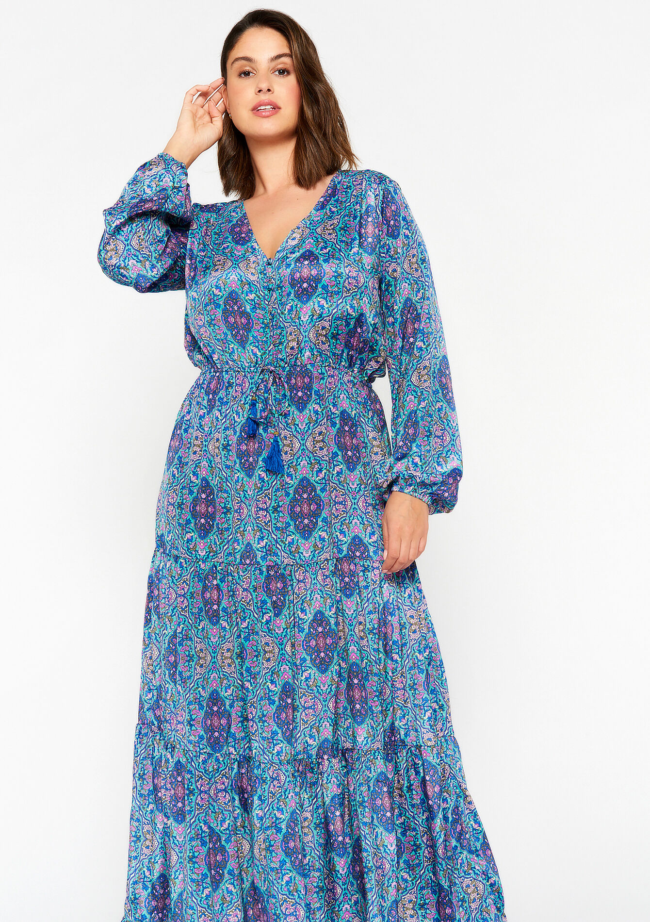Maxi dress with print, Maxi dress with print - BLUE FAIENCE - 08601829_1584