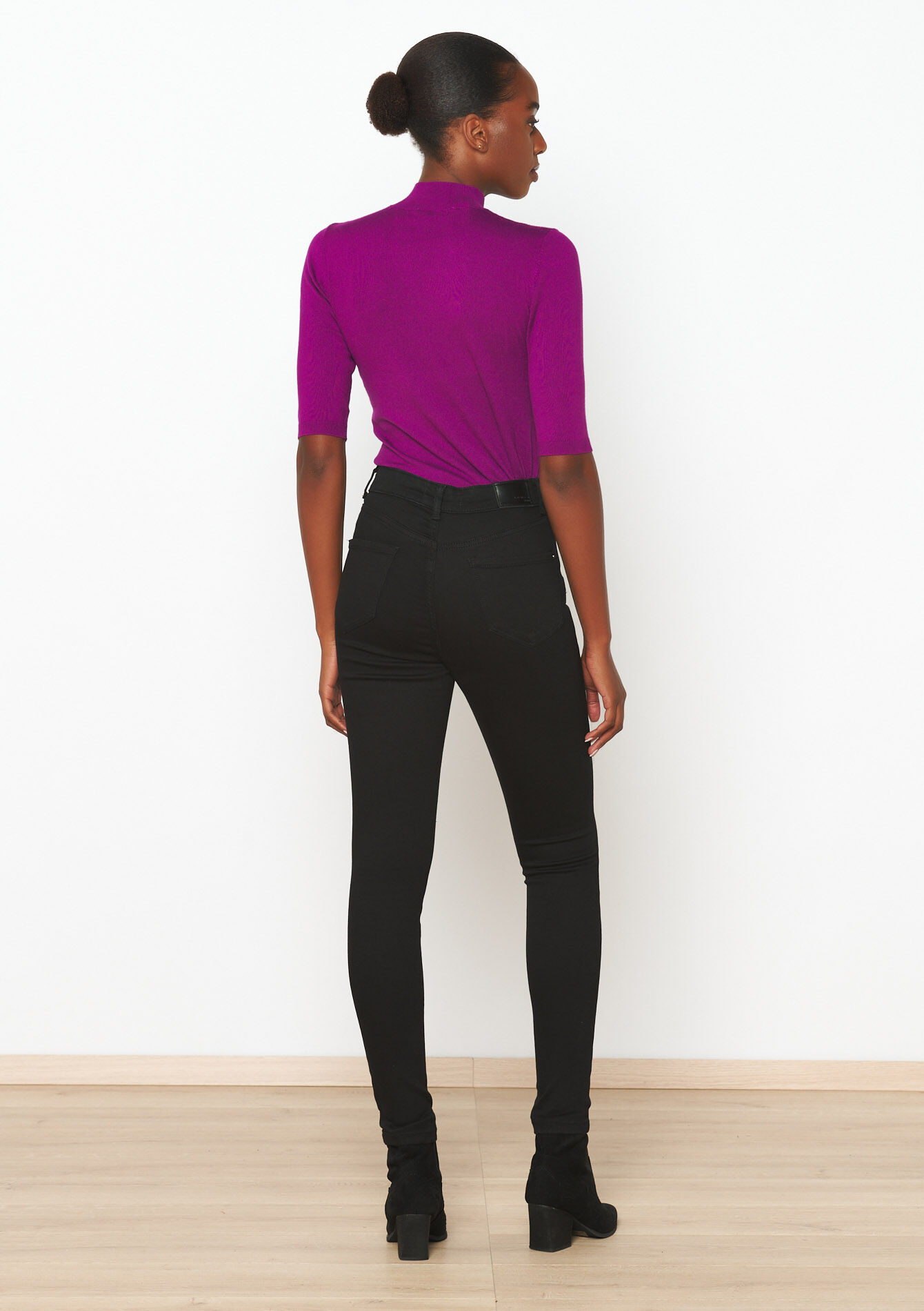 Skinny jeans met hoge taille, Skinny jeans met hoge taille - BLACK - 22000533_1119