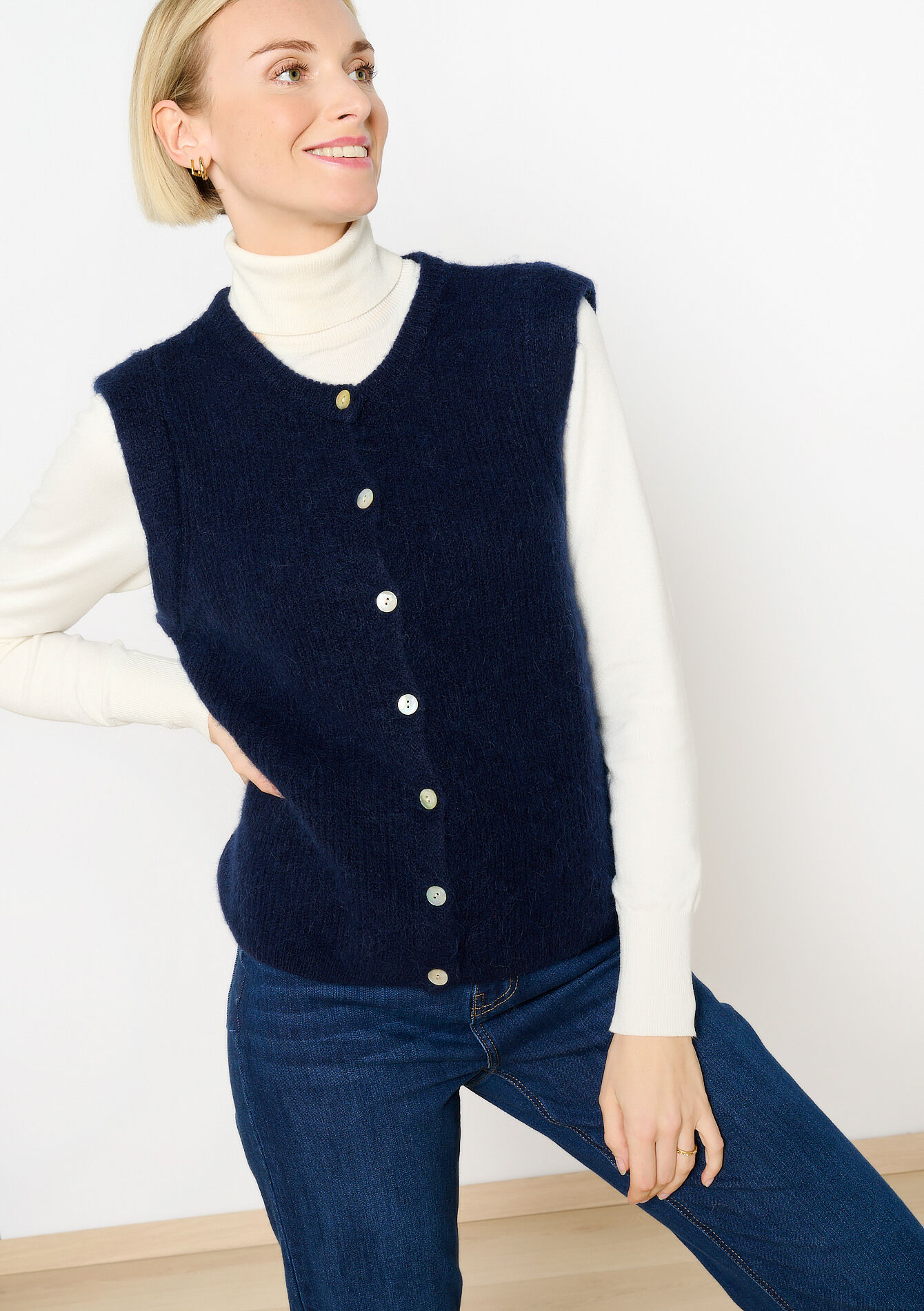 Sleeveless cardigan, Sleeveless cardigan - NAVY BASIC - 04101222_2723