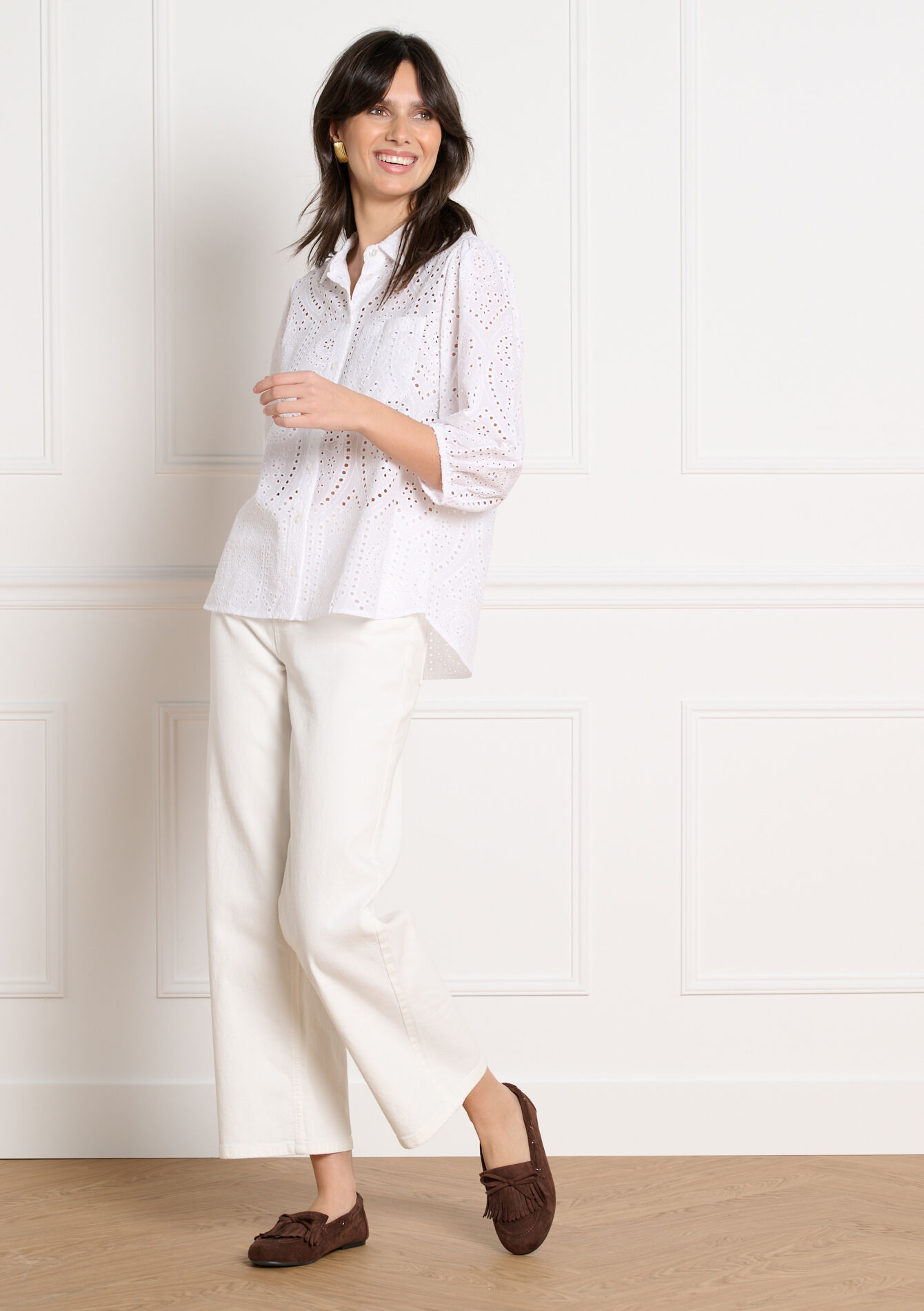 Broderie katoenen hemd - OPTICAL WHITE - 05702960_1019