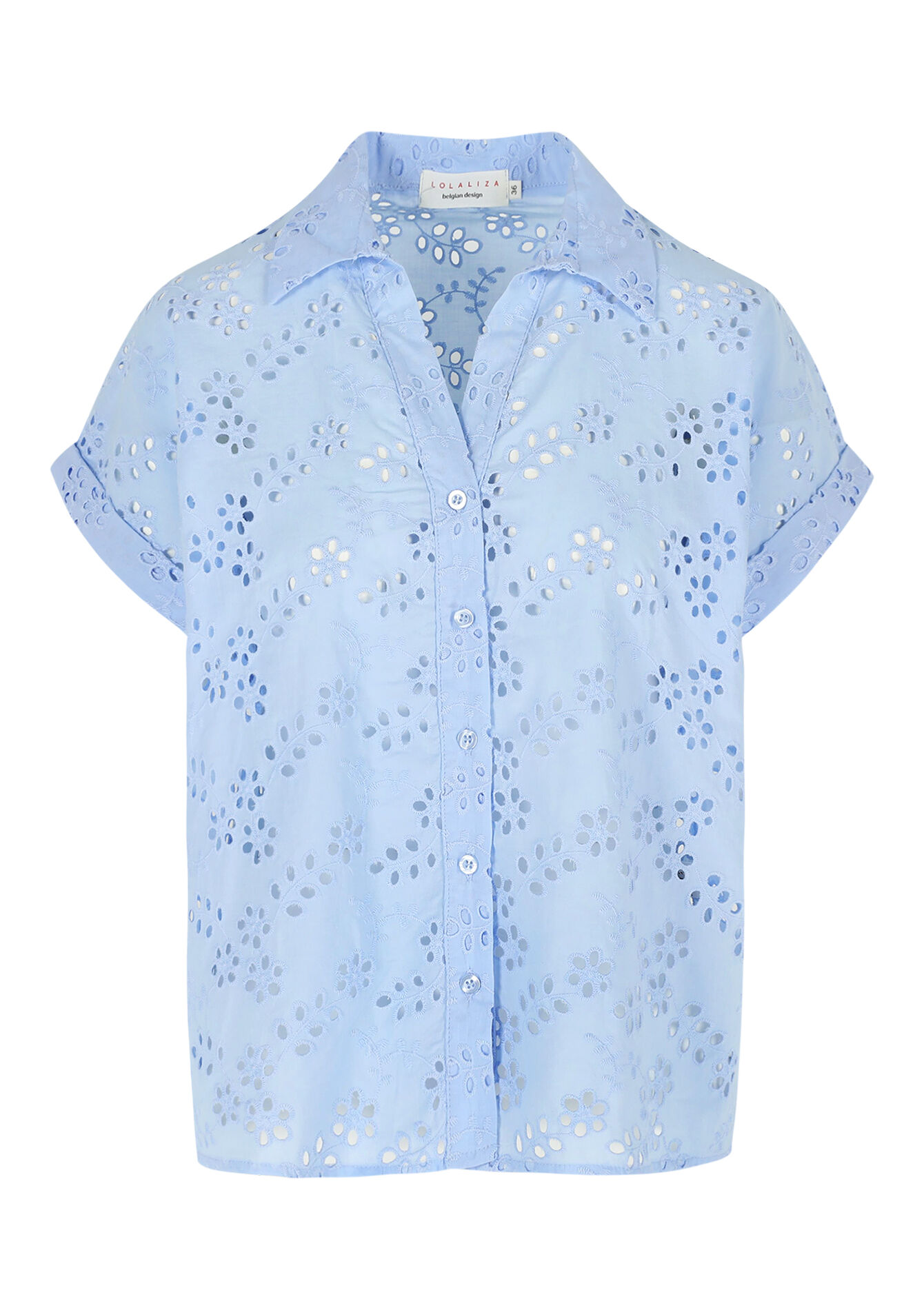 Chemise brodée ajourée, Chemise brodée ajourée - BLUE PASTEL - 05702789_3003