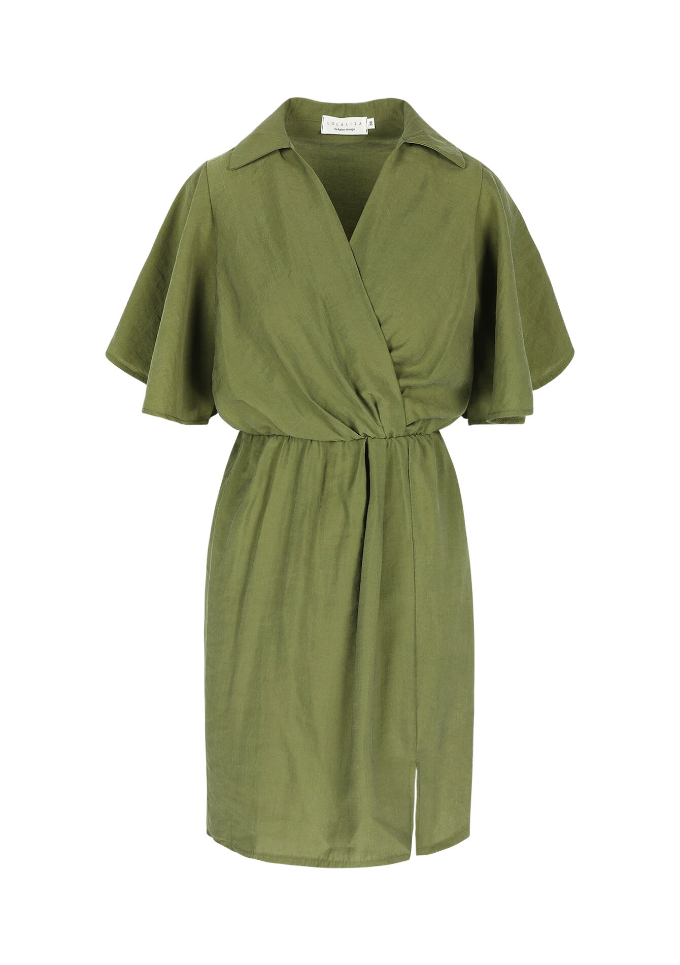 Short tencel dress - KHAKI MED - 08103532_4327