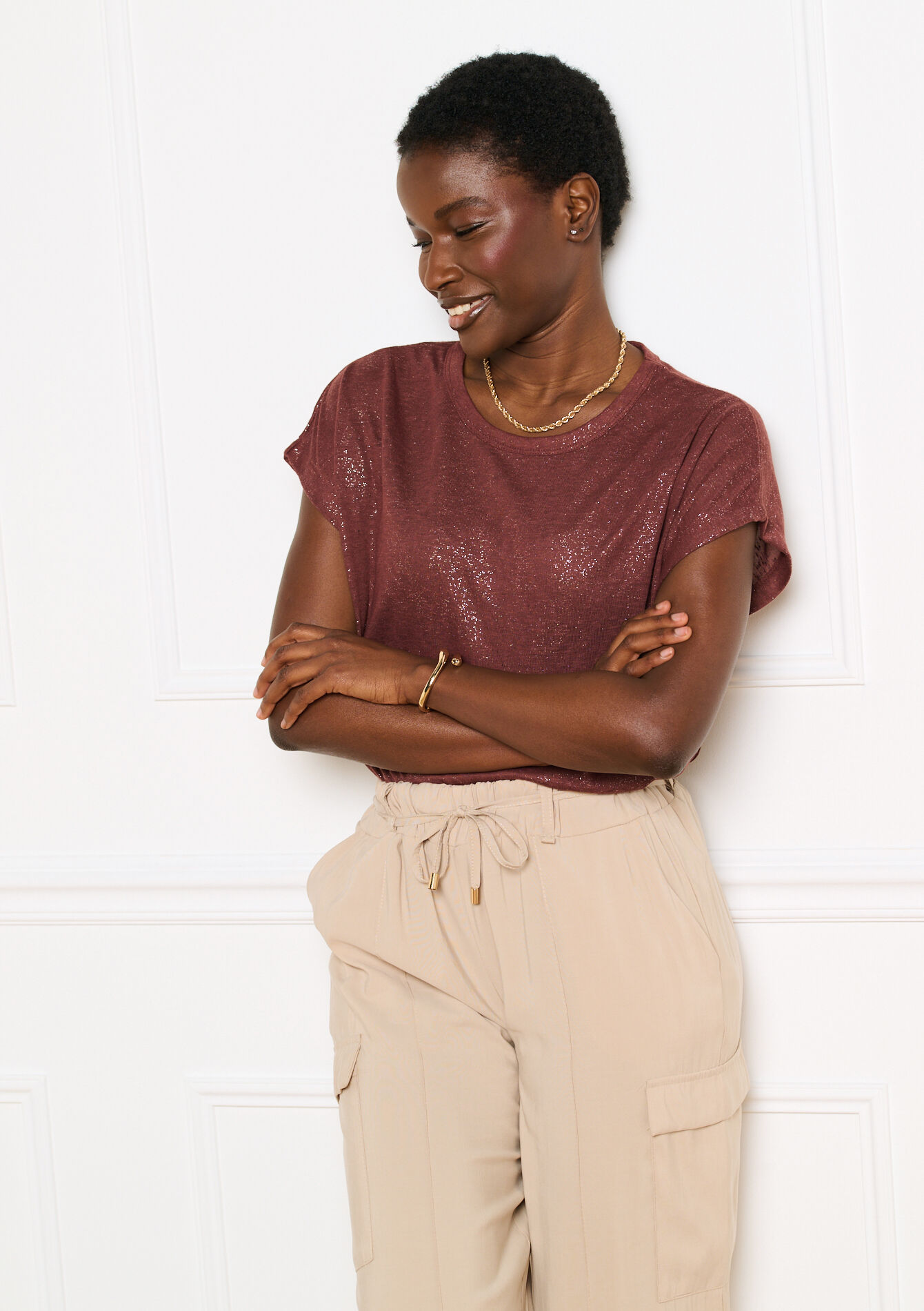 T-shirt met foil print, T-shirt met foil print, , back