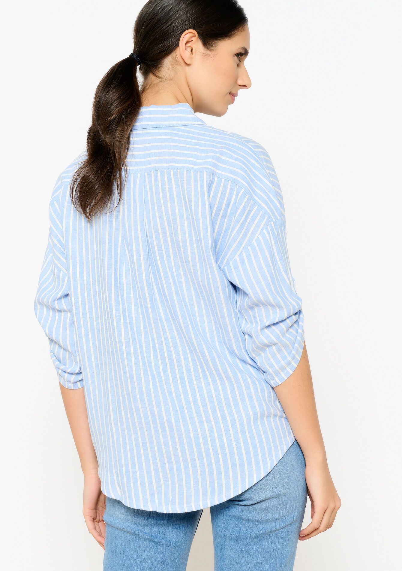 Linnen hemd met streepjes - BLUE PASTEL - 1090775