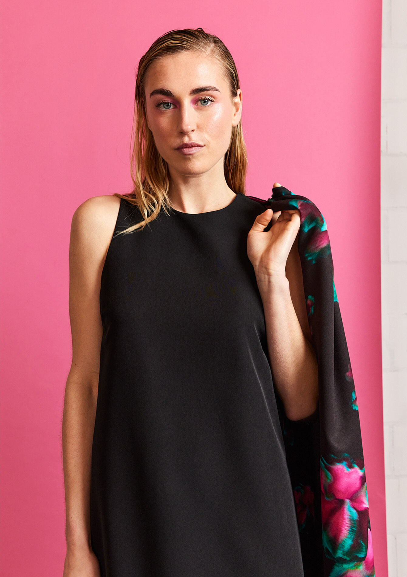 Korte jurk met cape, Korte jurk met cape - BLACK - 08602047_1119