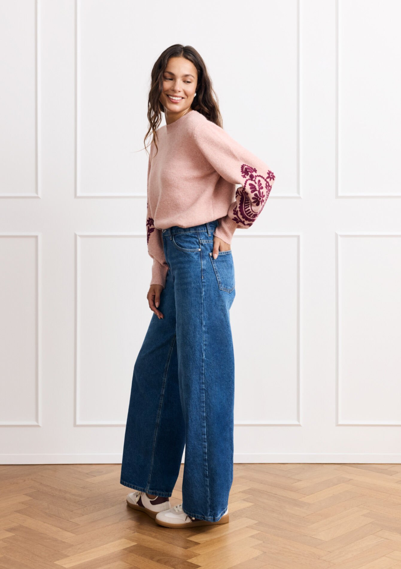 Wijde jeans met hoge taille - MEDIUM BLUE - 22000619_0500