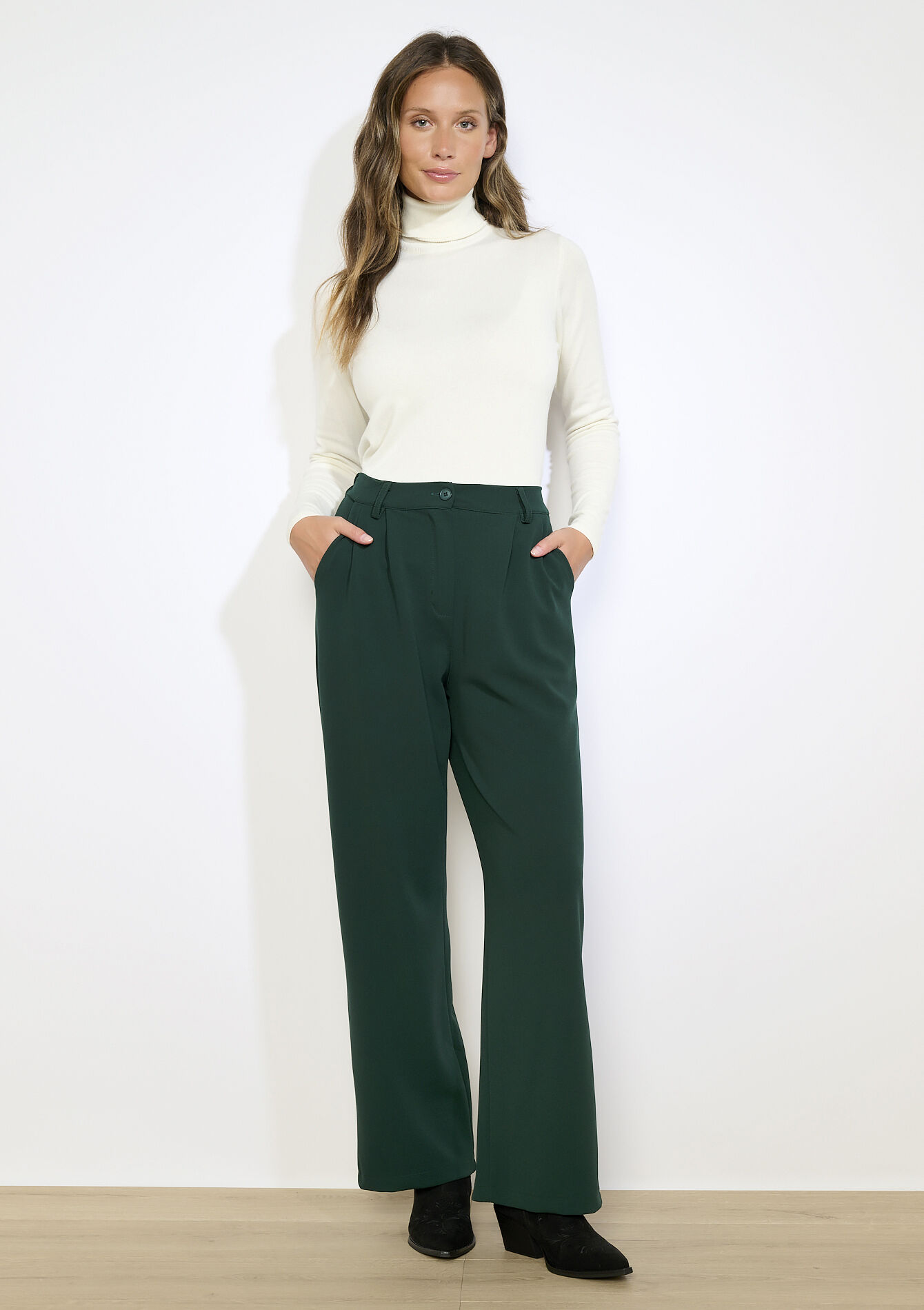 Tailored twill broek - BOTTLE GREEN - 06100744_1778