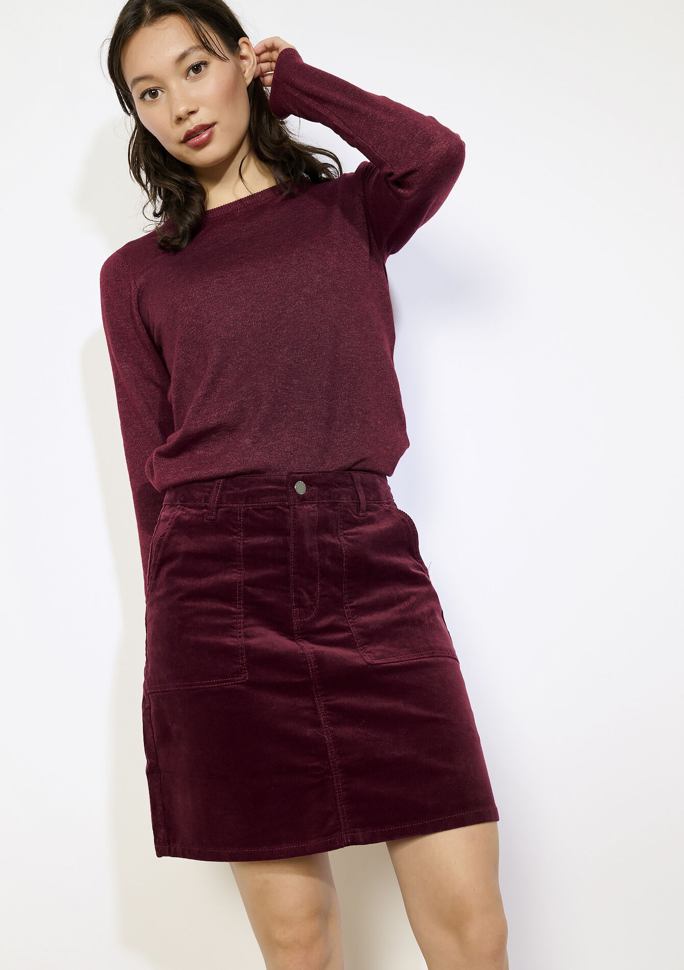 Corduroy minirok - BORDEAUX WINE - 07101356_5514