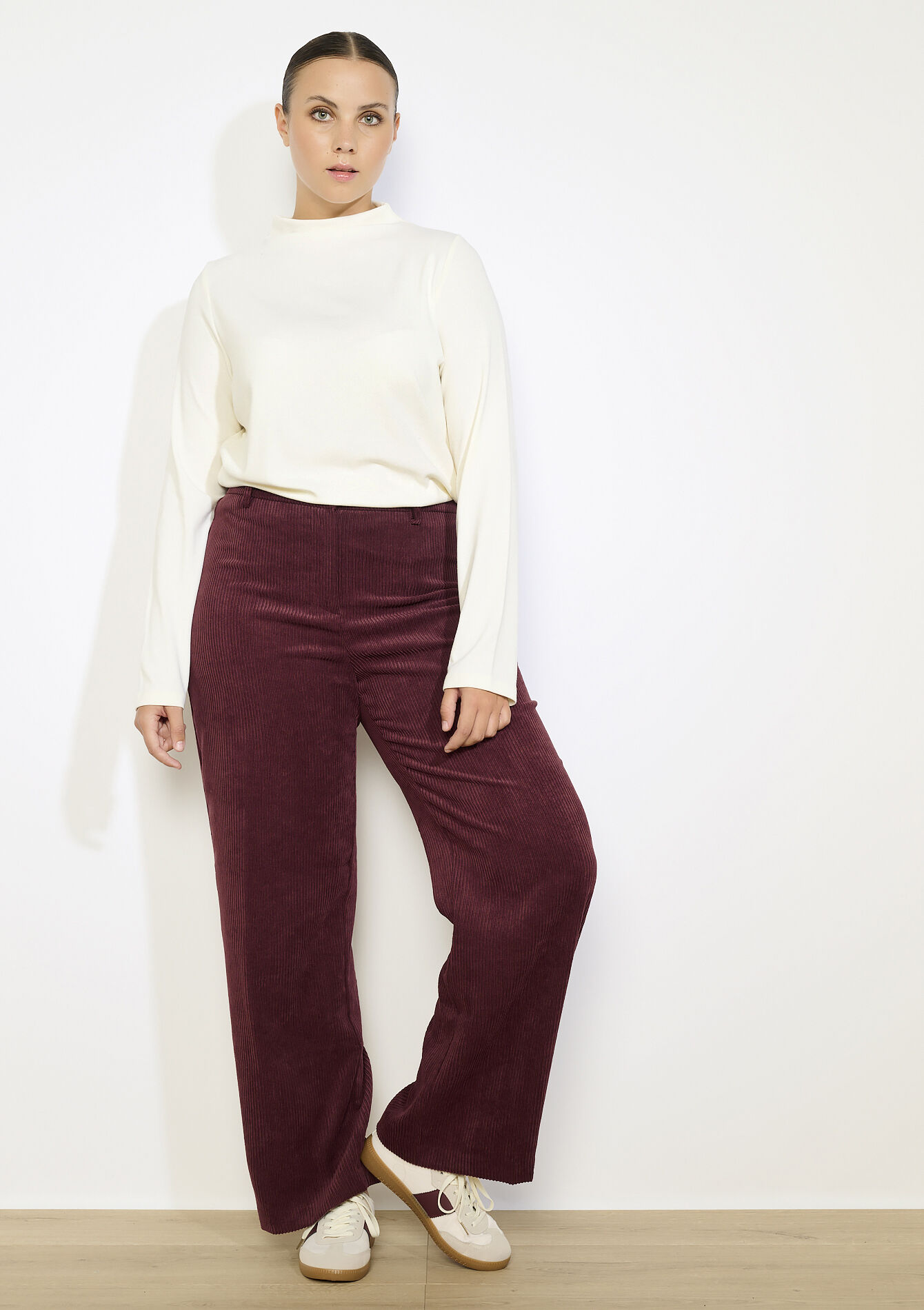 Corduroy broek met elastiek, Corduroy broek met elastiek - AUBERGINE - 06100746_1537