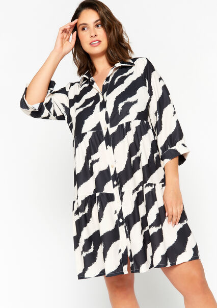 Babydoll dress with zebra print - BLACK - 08103235_1119