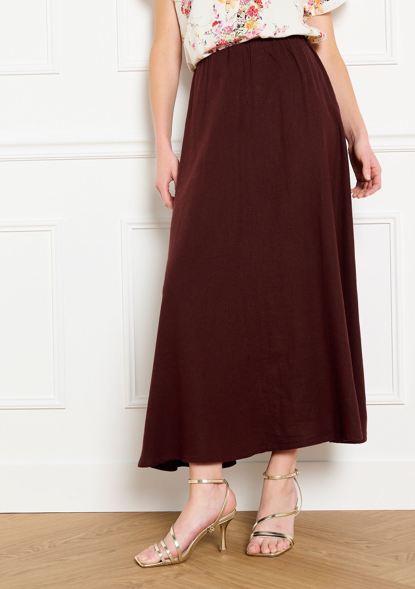Midi rok met volume - BROWN DARK CHOCOLATE - 07101429_3720
