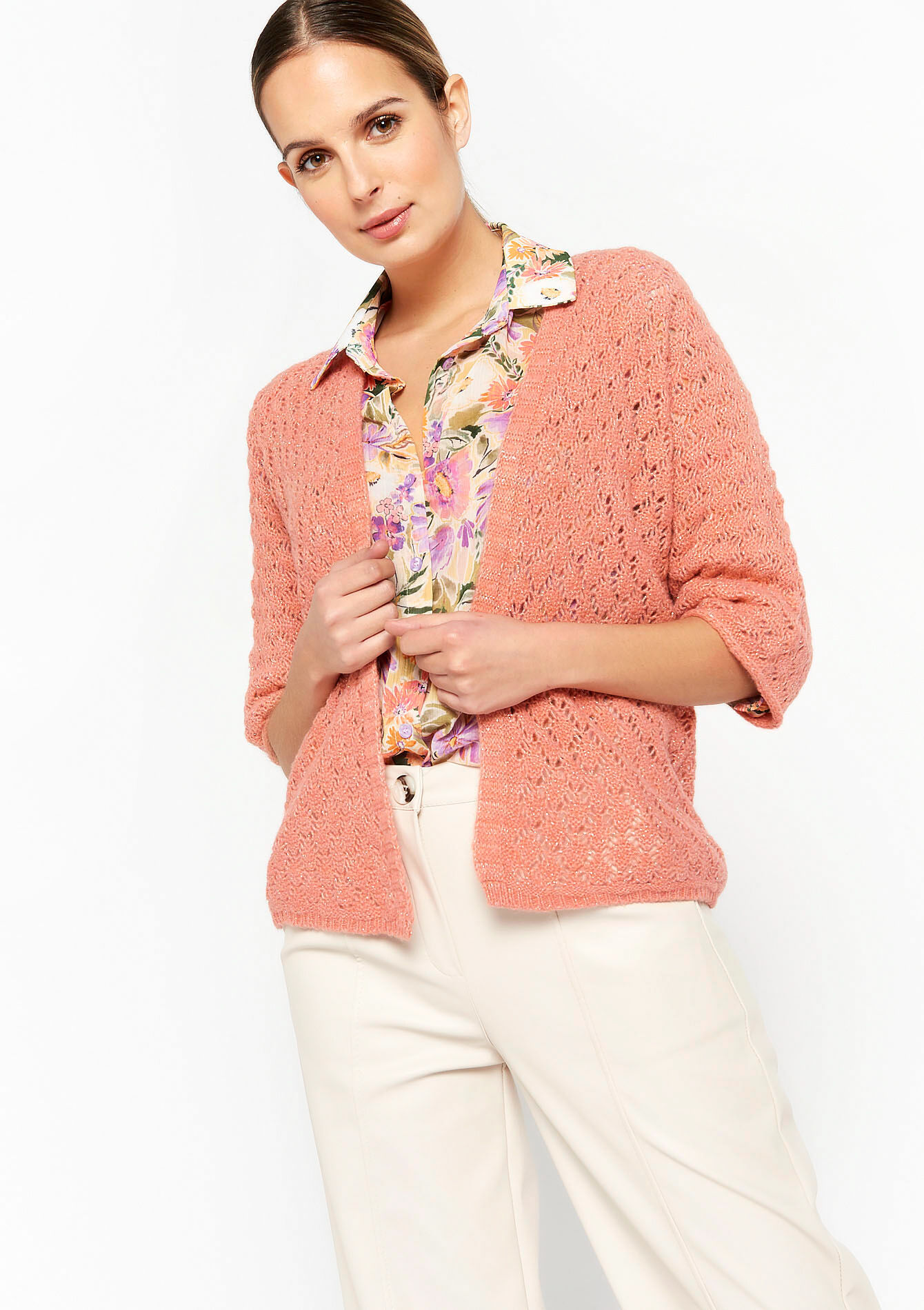 Cardigan ouvert à manches chauve-souris, Cardigan ouvert à manches chauve-souris - COSMETIC PINK - 04101038_5733