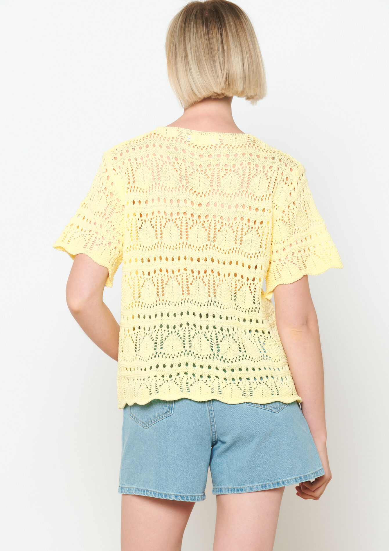 T-shirt avec macramé - YELLOW PASTEL - 02301599_5004