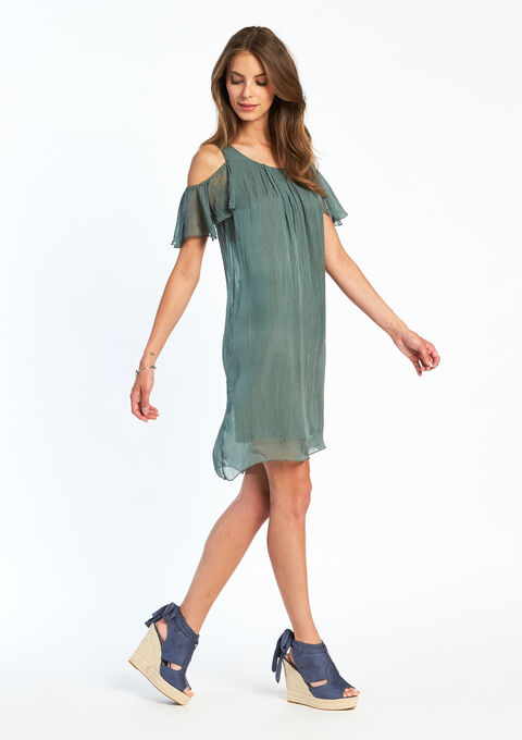 Silk Jurk Met Ruches Lolaliza