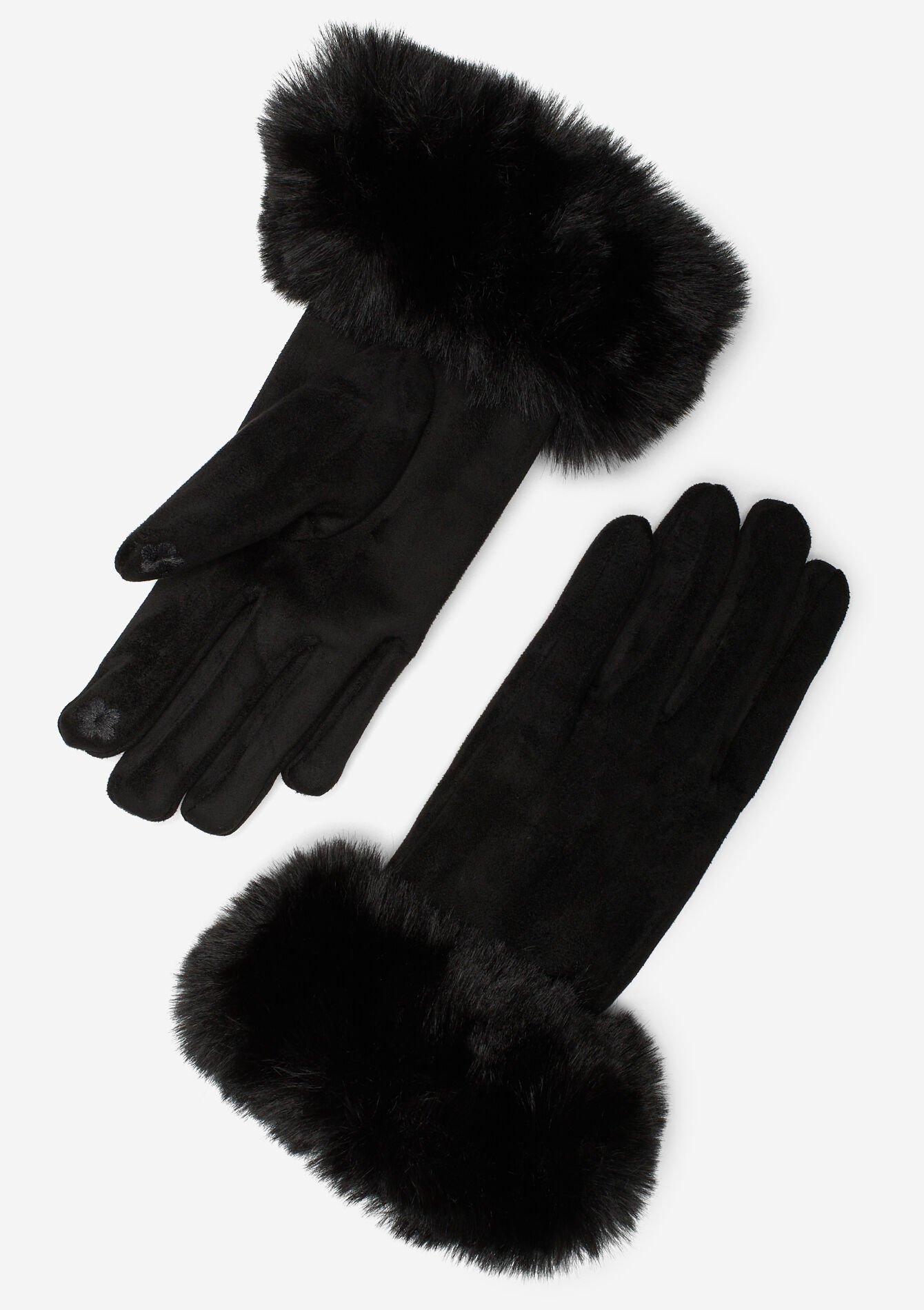 Gloves with fur lining - BLACK - 1081772