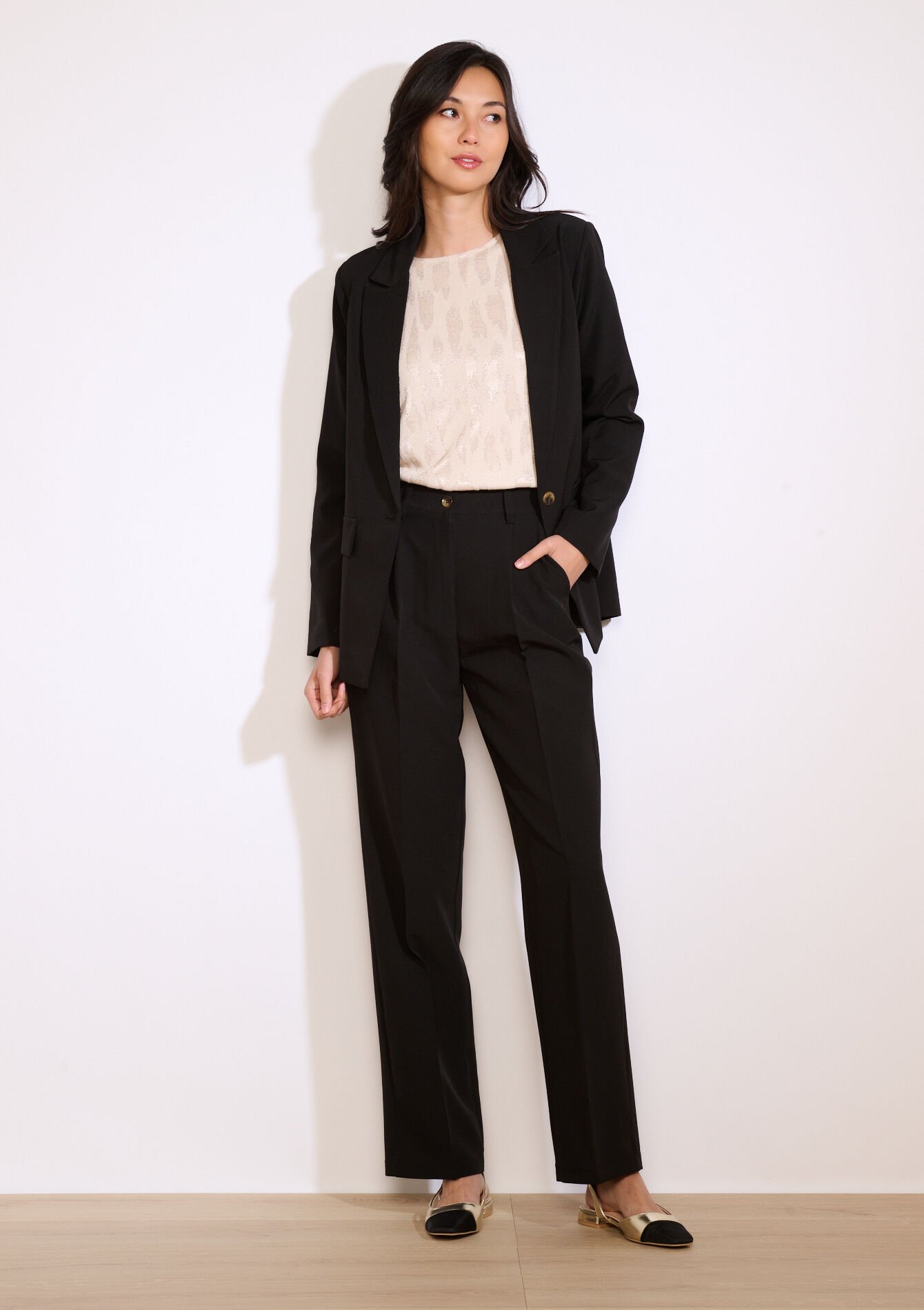 Rechte elegante broek, Rechte elegante broek - BLACK - 06100737_1119