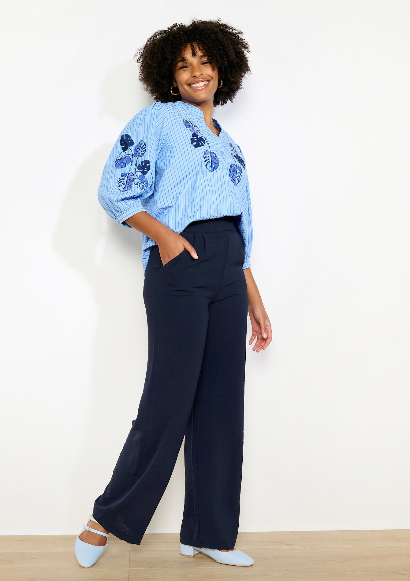 Pantalon ample noir, , back