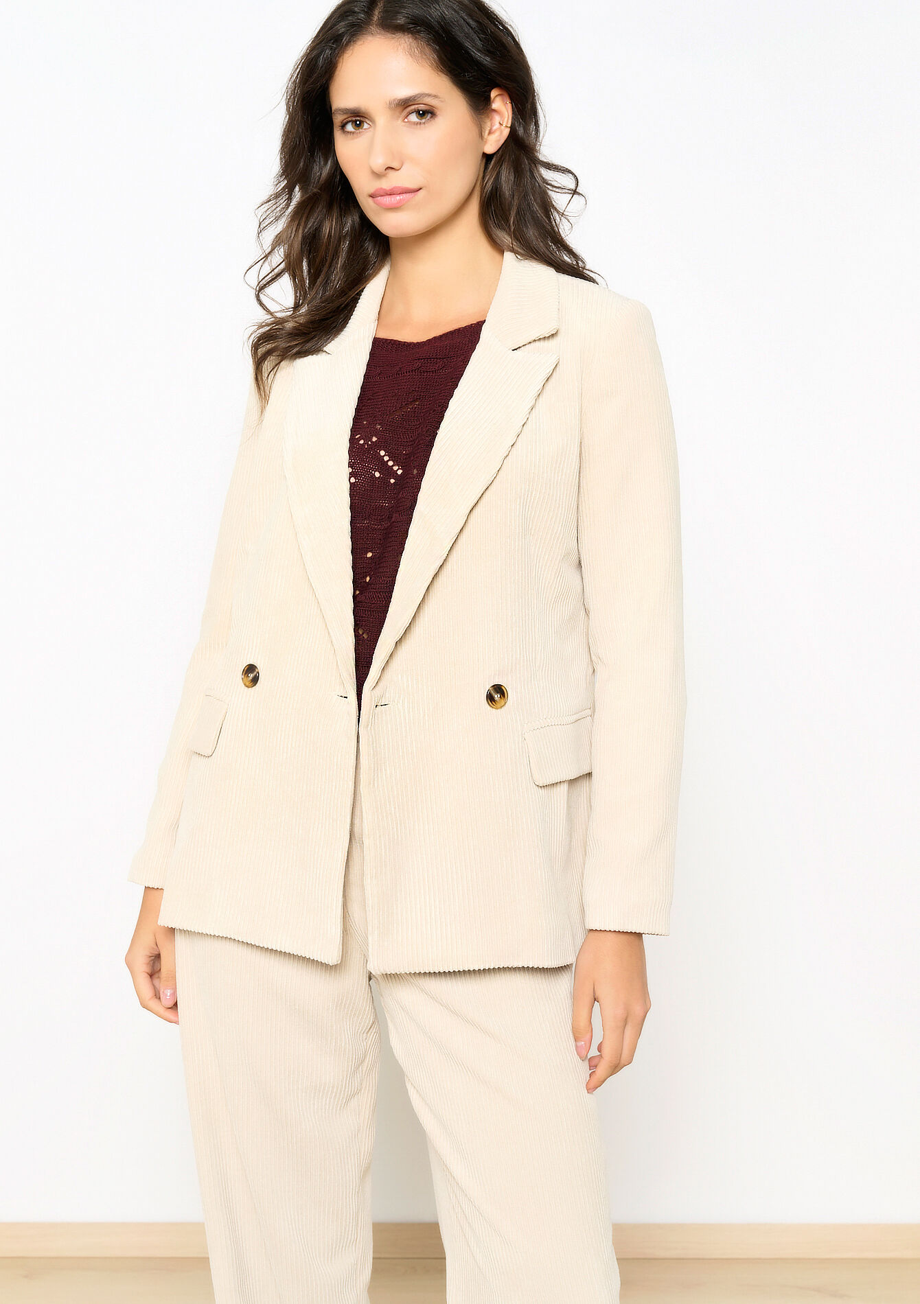 Corduroy blazer, Corduroy blazer - LT BEIGE - 09100966_2527
