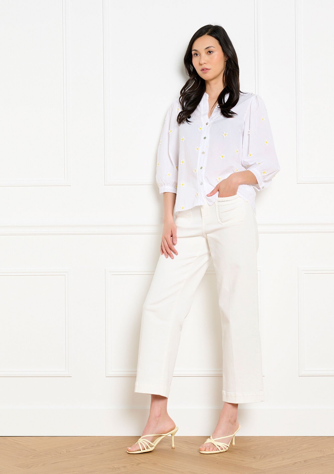 Blouse brodée à manches ballon - OPTICAL WHITE - 05703075_1019