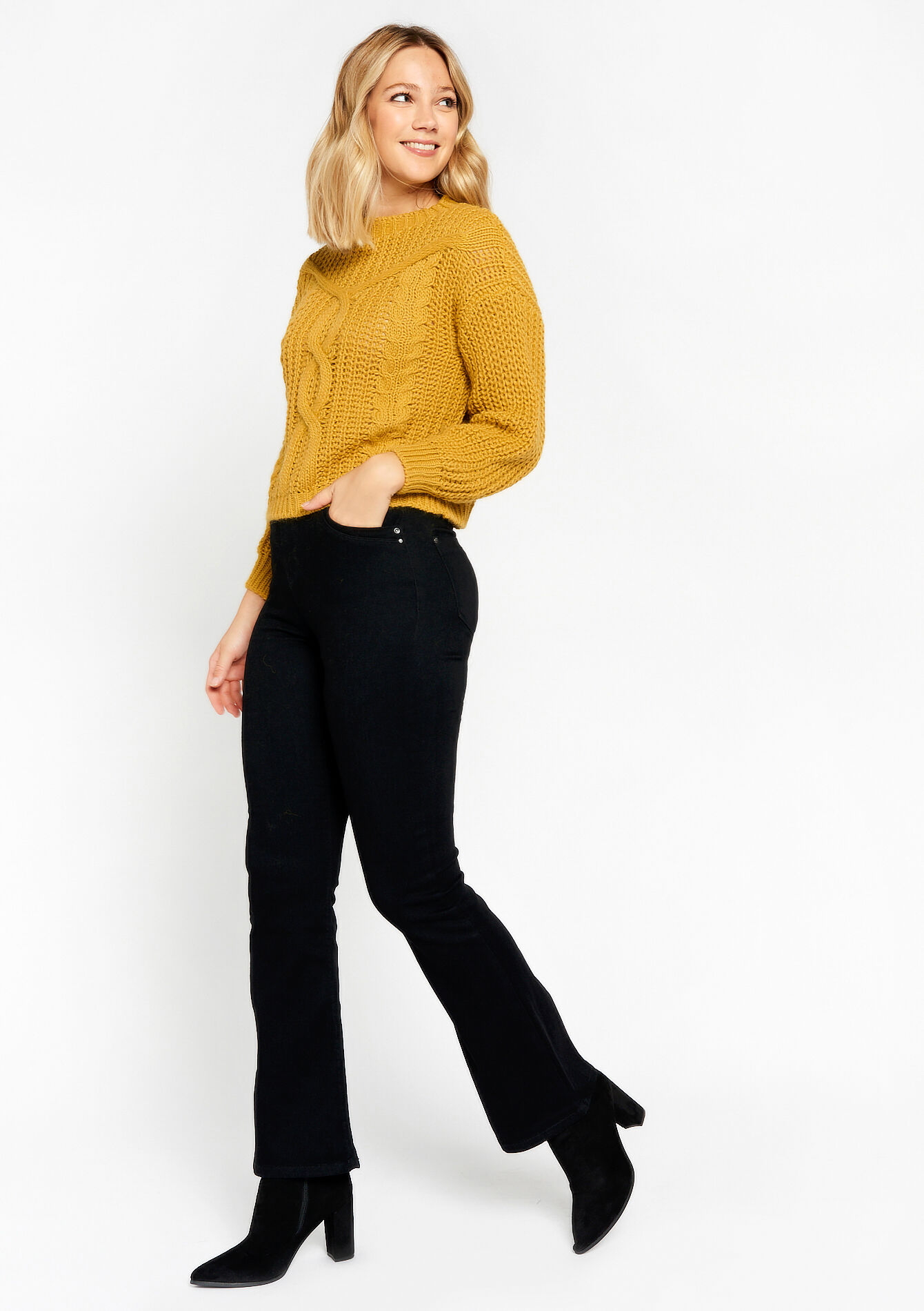 Pullover en maille torsadée, Pullover en maille torsadée - OCHRE SPICE - 04006301_5102