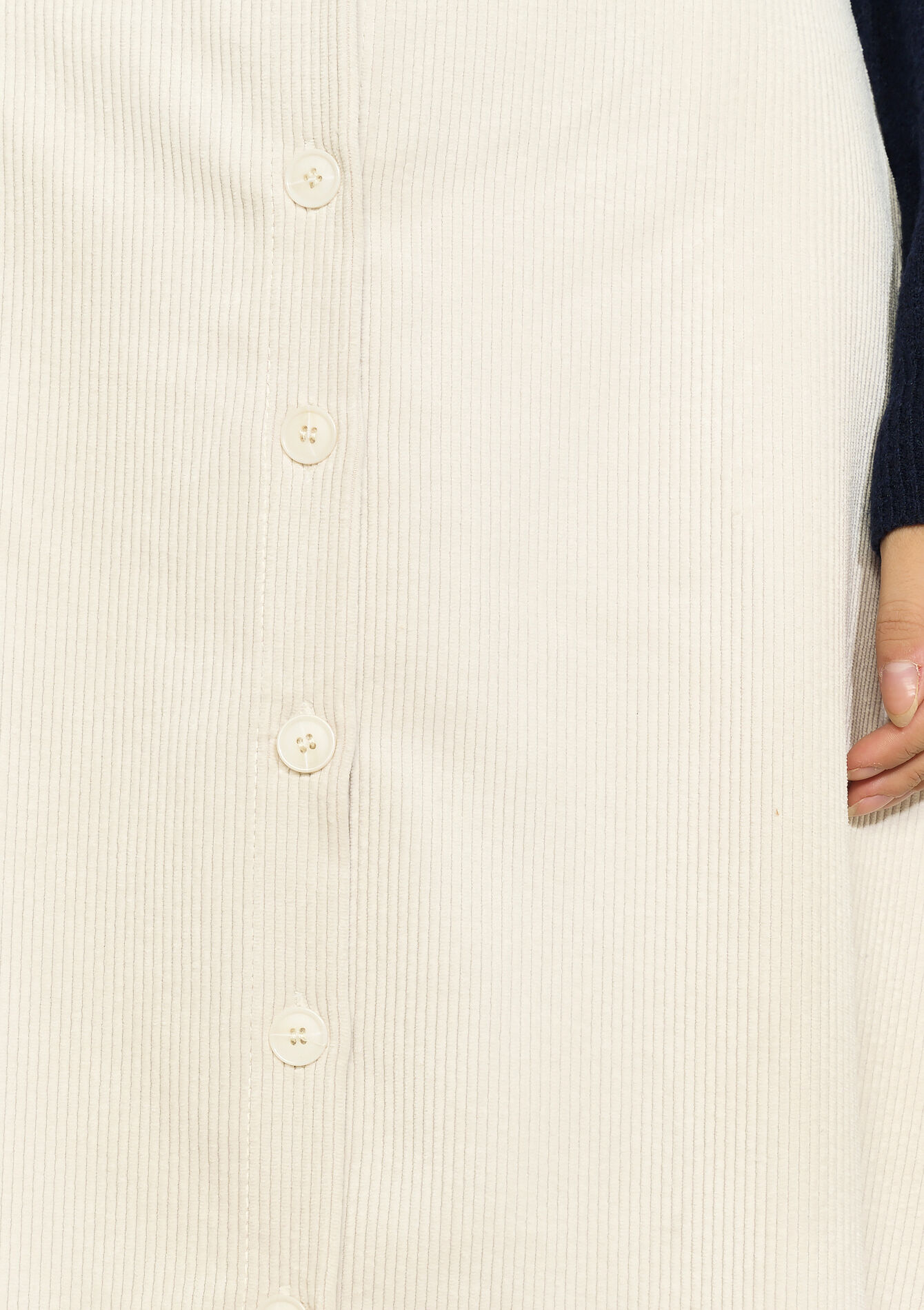 Jupe midi en velours côtelé, Jupe midi en velours côtelé - VANILLA WHITE - 07101422_1013