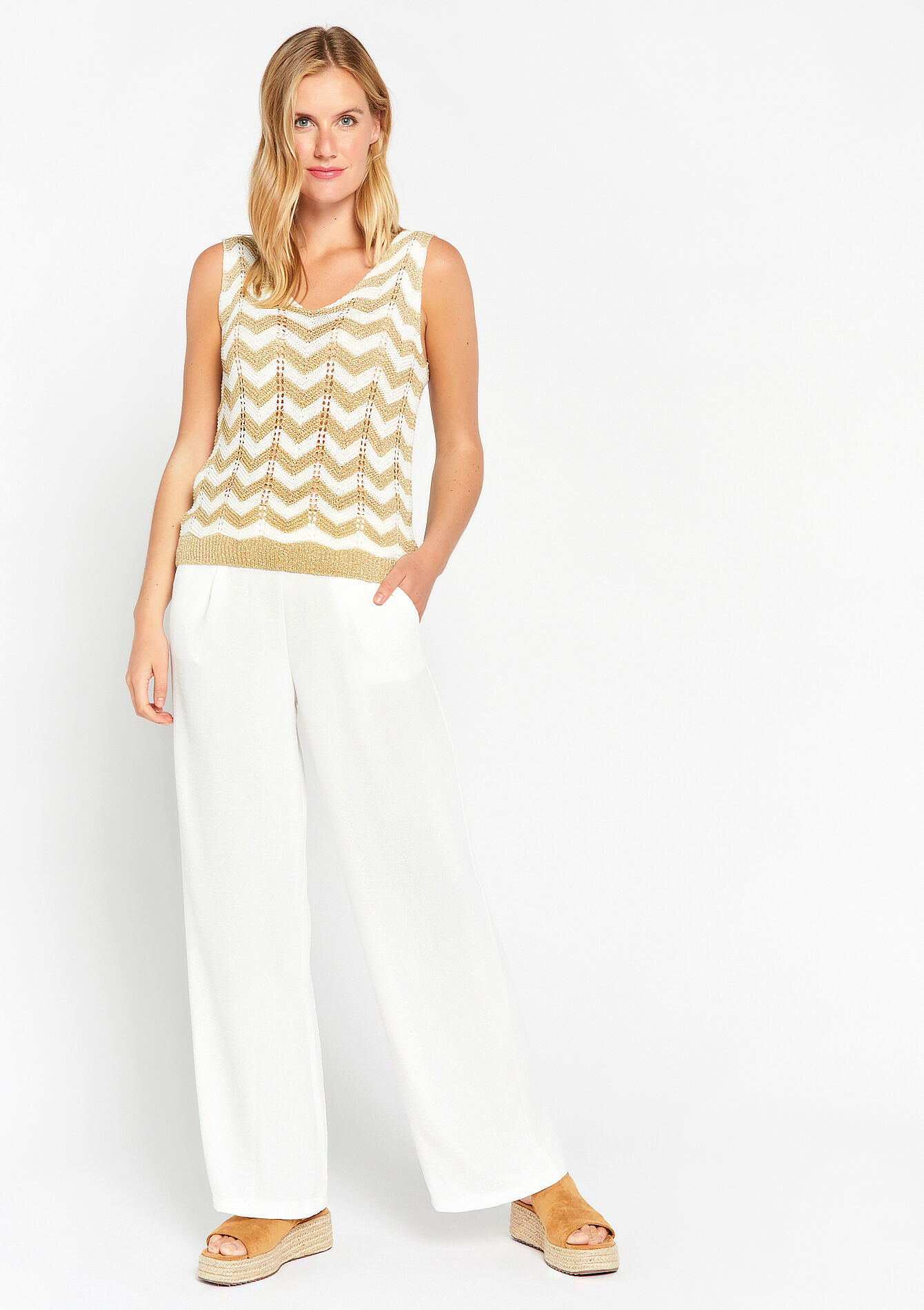 Top met zigzagpatroon - OFFWHITE - 02200366_1001