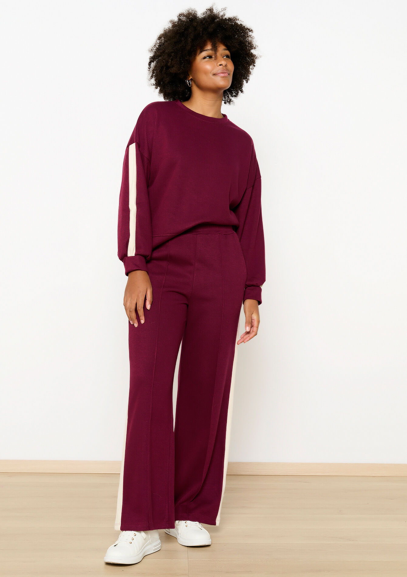 Geribbelde joggingbroek - BORDEAU RUST - 15100309_1285