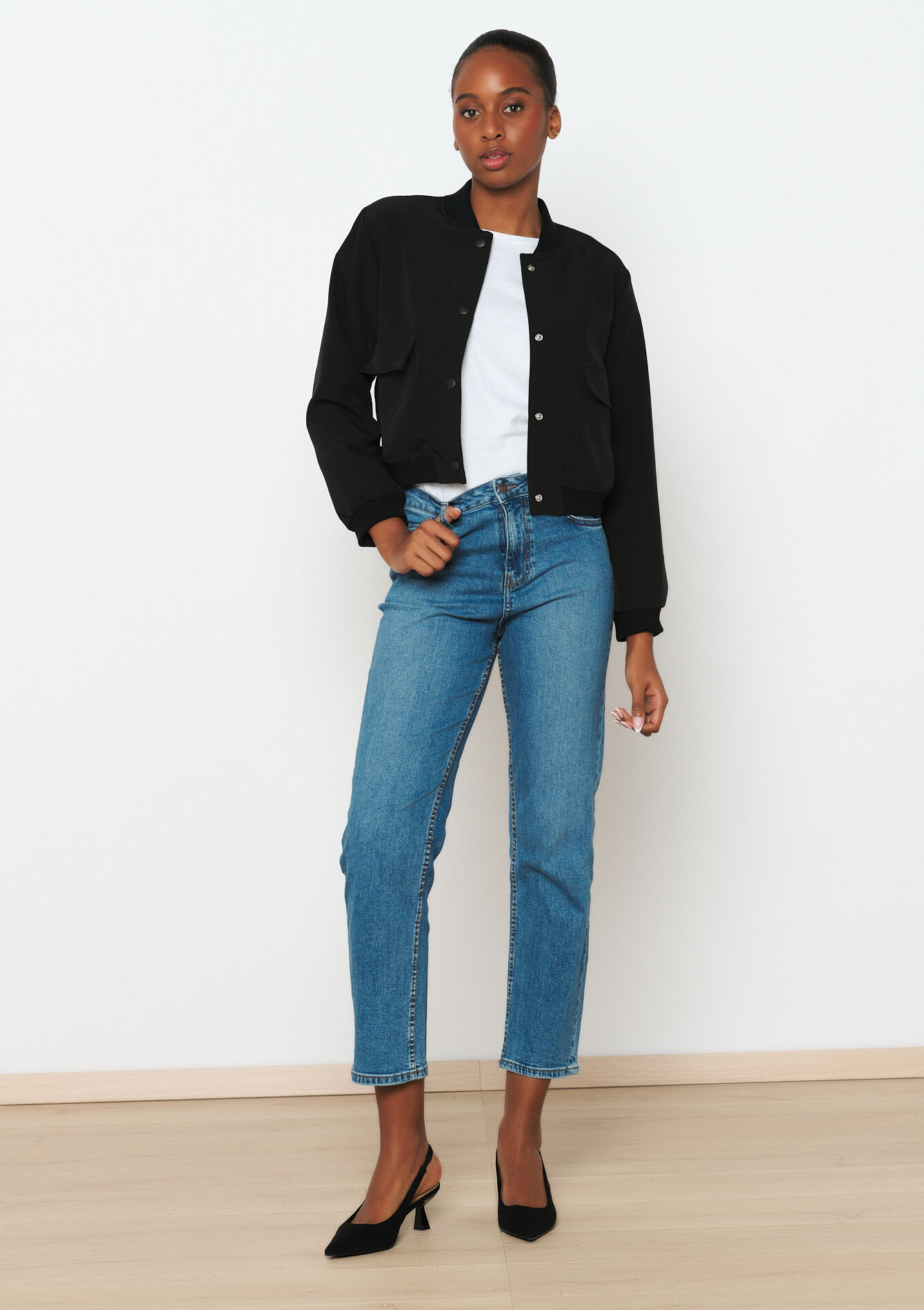 Short bomber jacket - BLACK - 09100901_1119