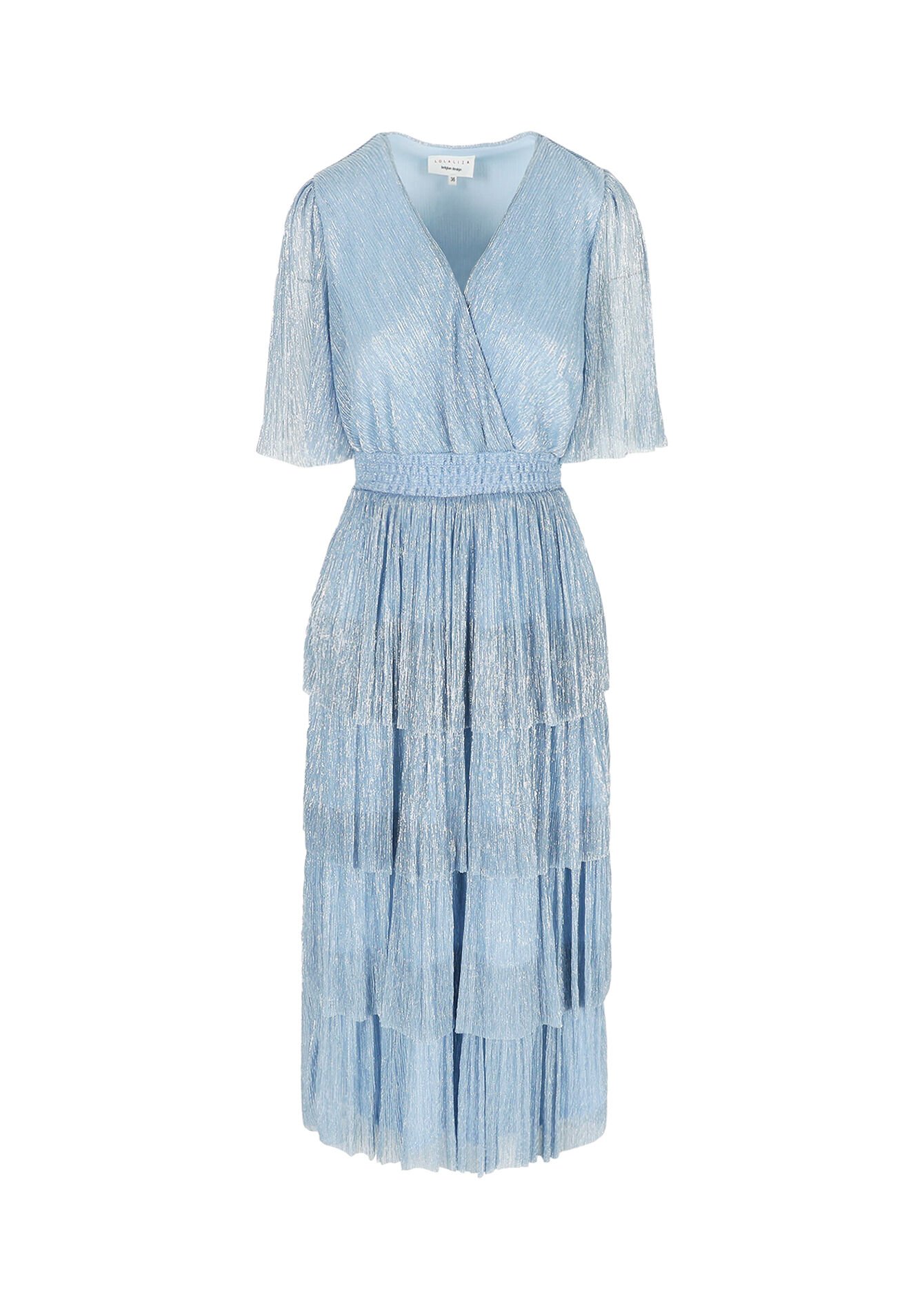Shiny pleated maxi dress, Shiny pleated maxi dress - BLUE PASTEL - 08104064