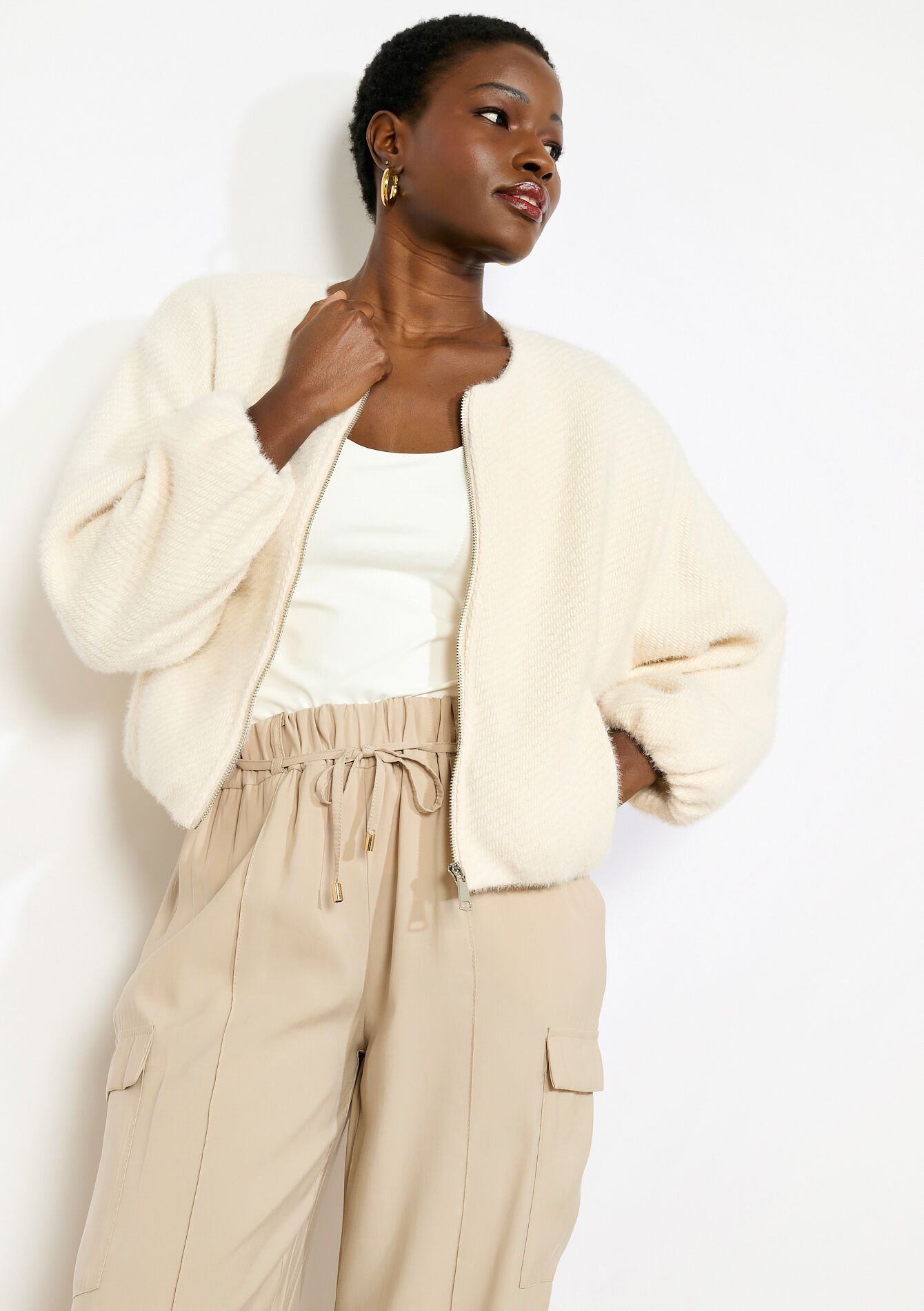 Veste texturée zippée, Veste texturée zippée, , back