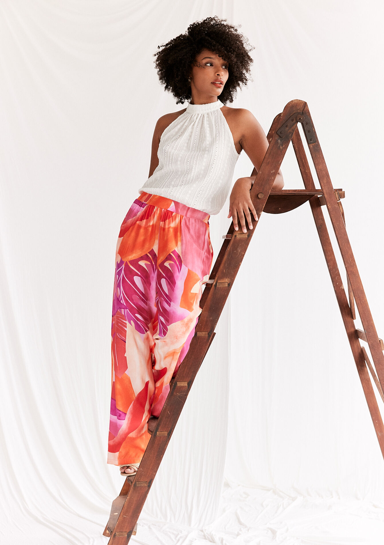 Loose trousers with print, Loose trousers with print - ORANGE BRIGHT - 06600858_1255