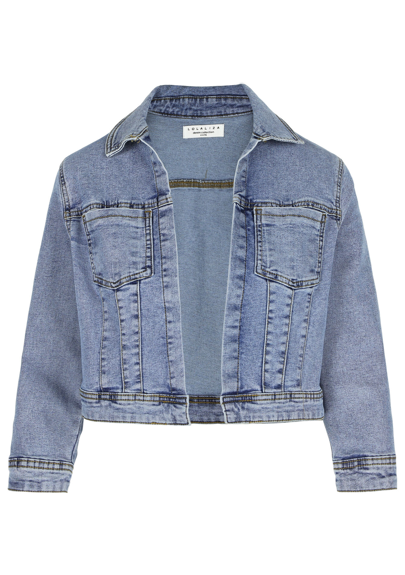 Short denim jacket - BLUE BLEACHED - 09100865_0502
