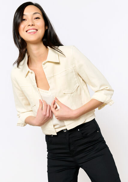 Short jacket in twill - NATURAL WHITE - 09100919_2510