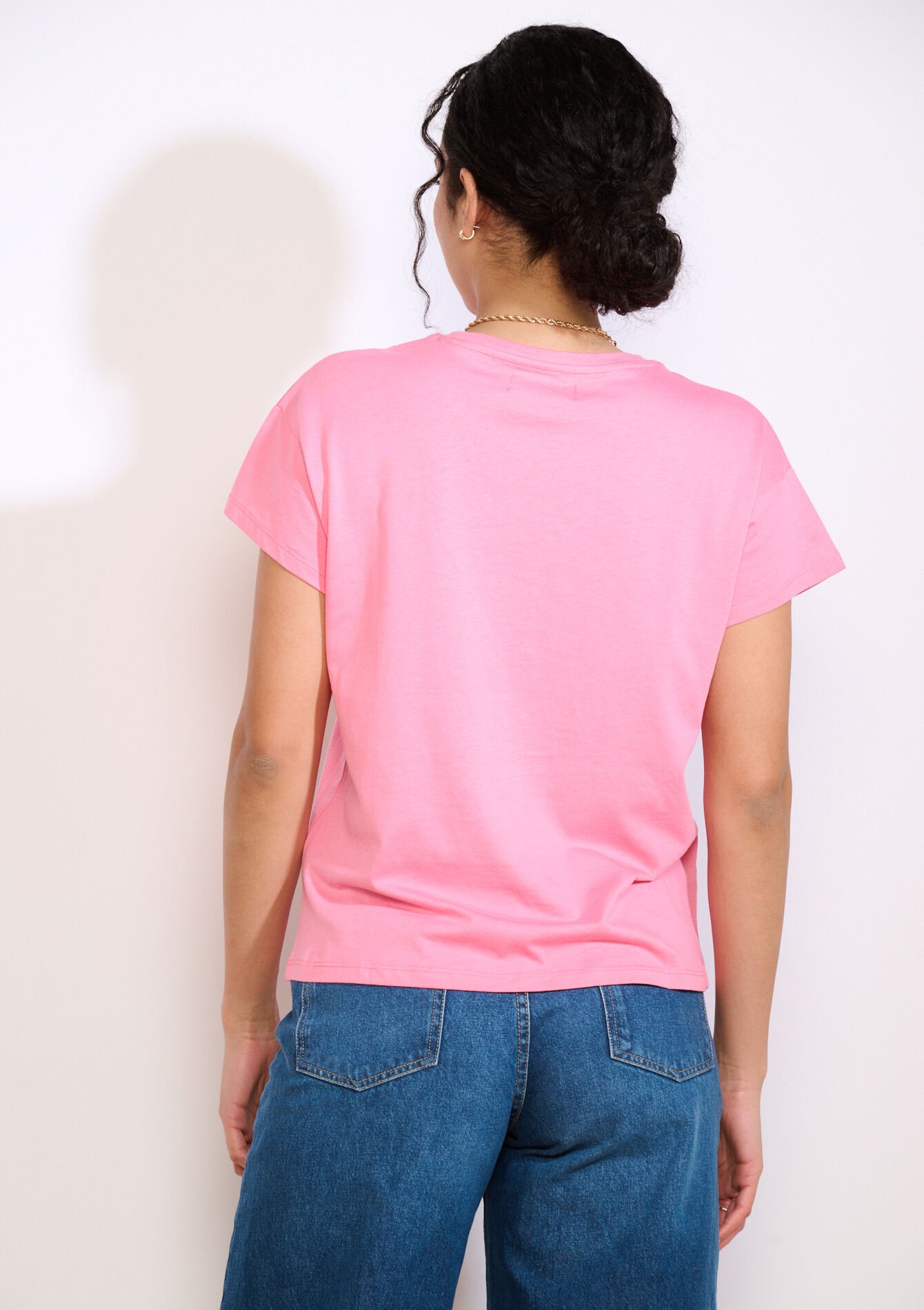 T-shirt message fleuri - PINK BUBBLEGUM - 02301961_1477