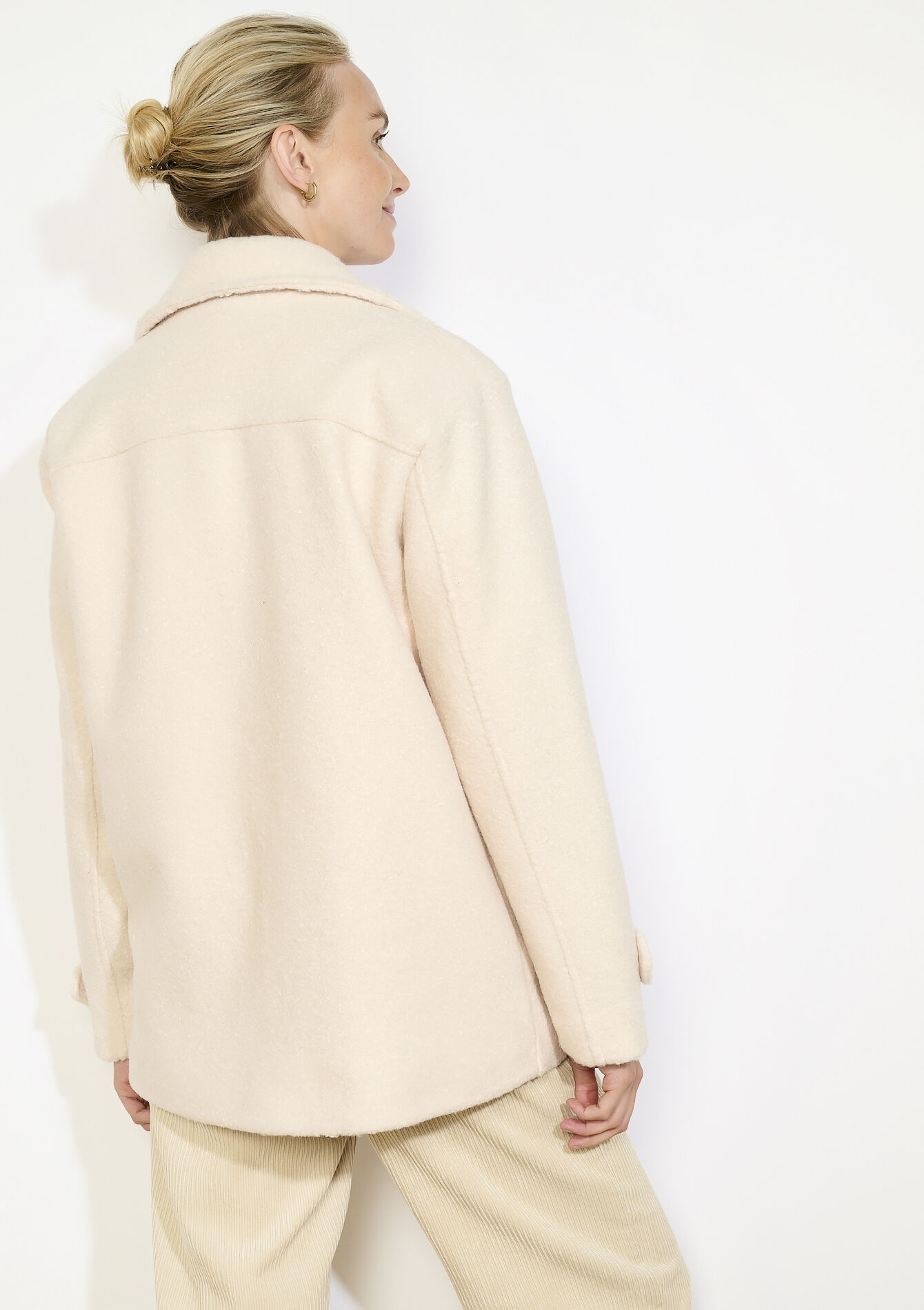 Textured short peacoat, Textured short peacoat - VANILLA WHITE - 23000798_1013