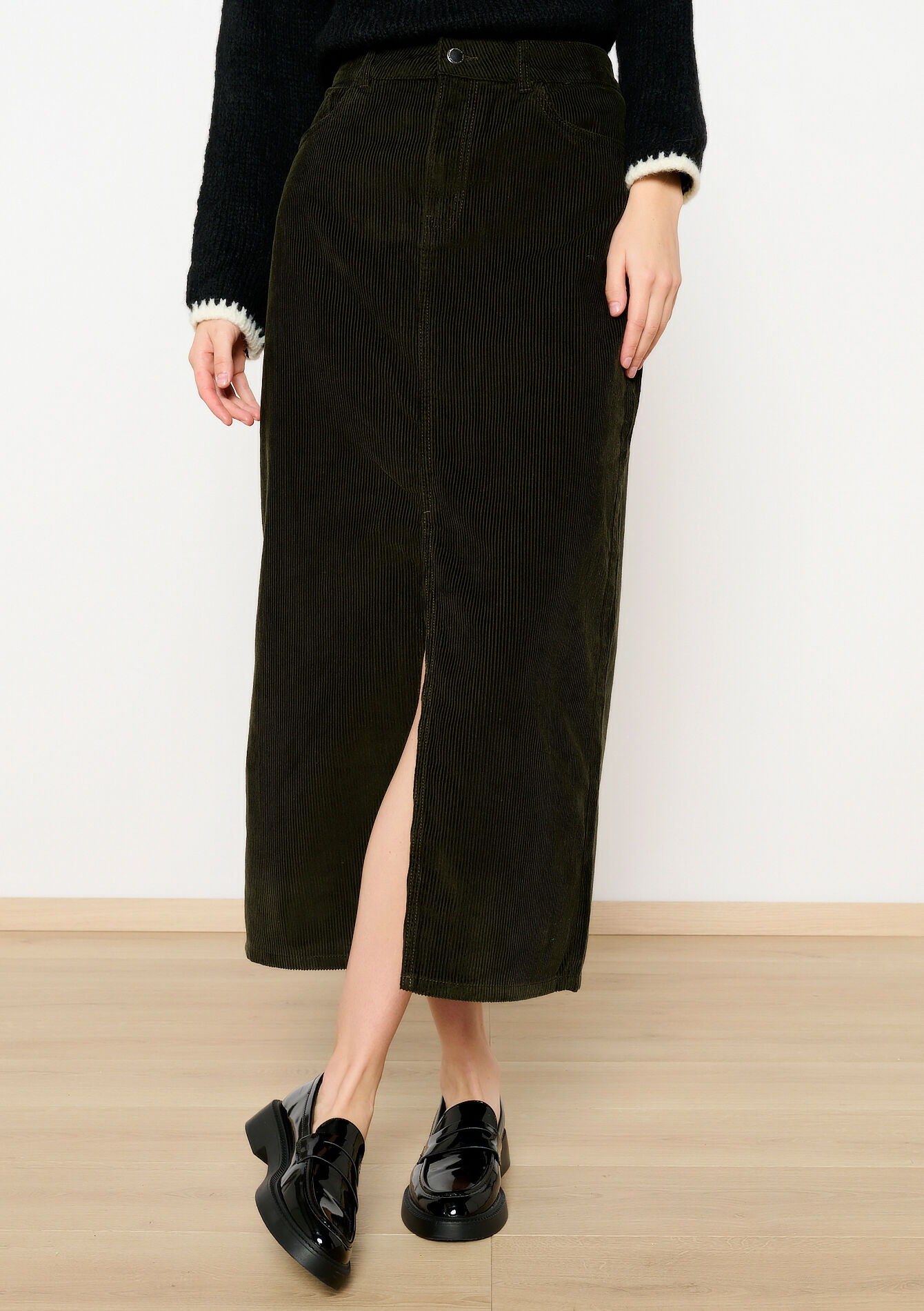 Jupe longue en velours côtelé, Jupe longue en velours côtelé - KHAKI DARKY - 07101252_4208