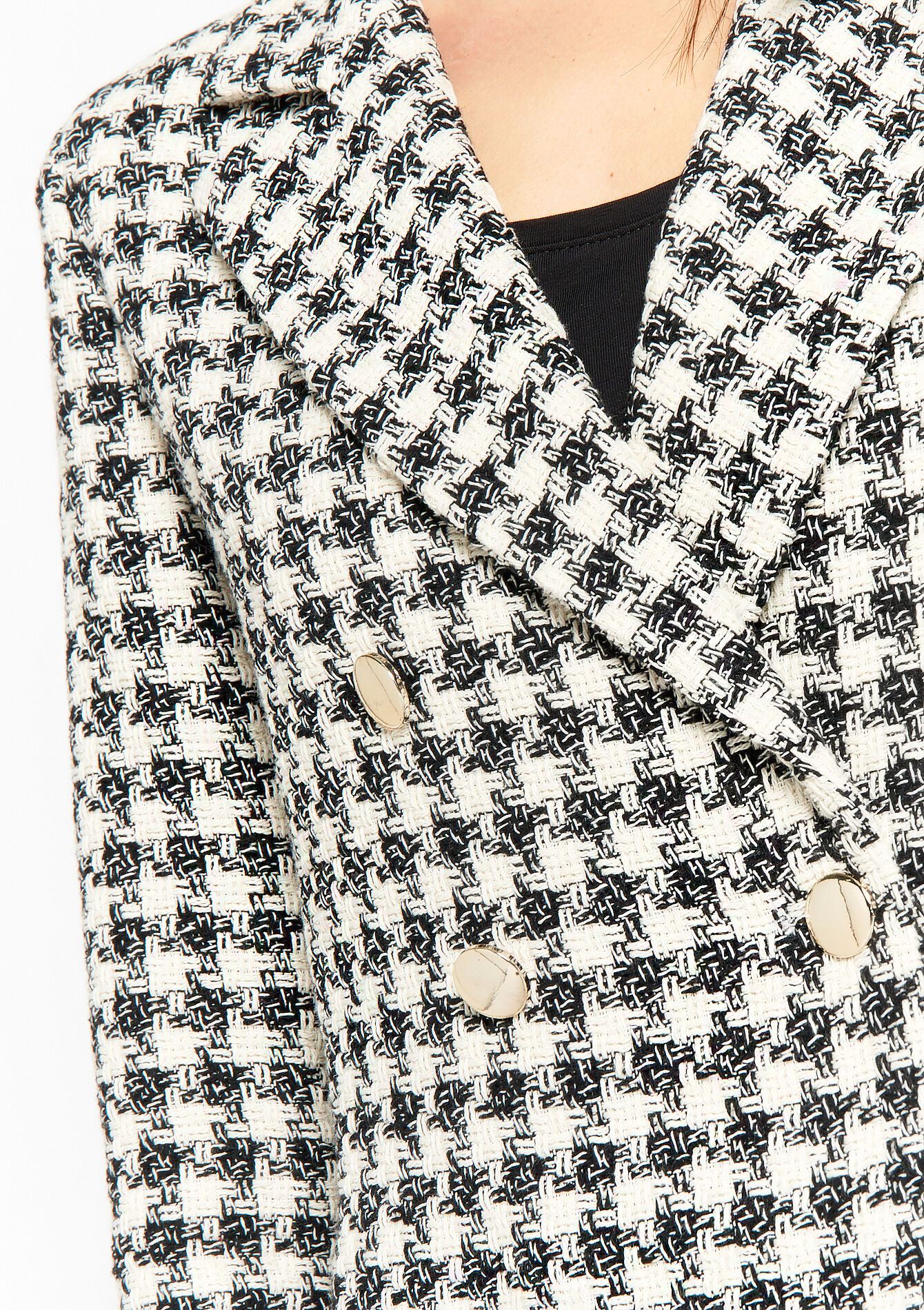 Korte tweed blazer, Korte tweed blazer - BLACK - 09100764_1119